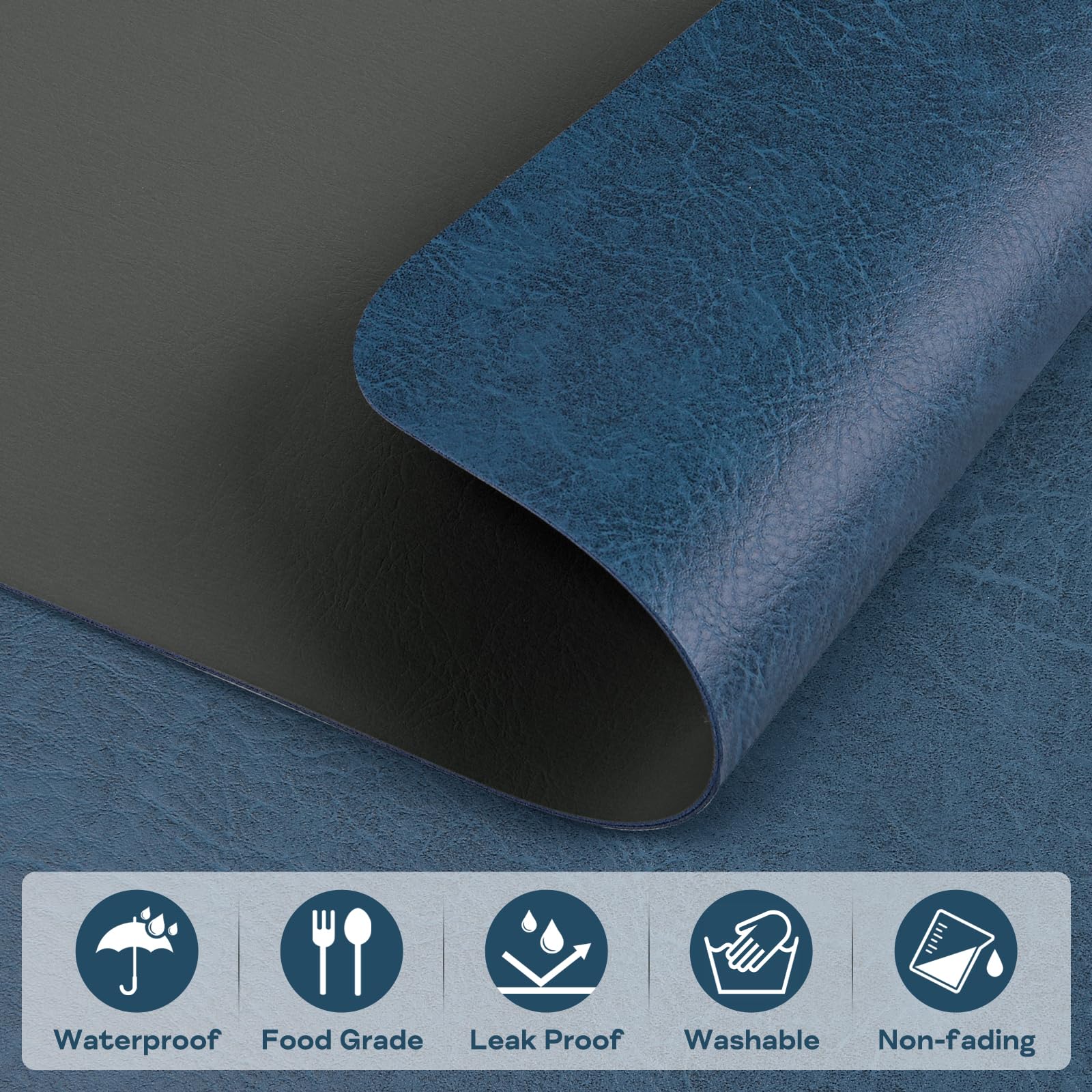 APLKER Placemats Set of 6, Waterproof Washable Table Mats Set of 6 - Image 3