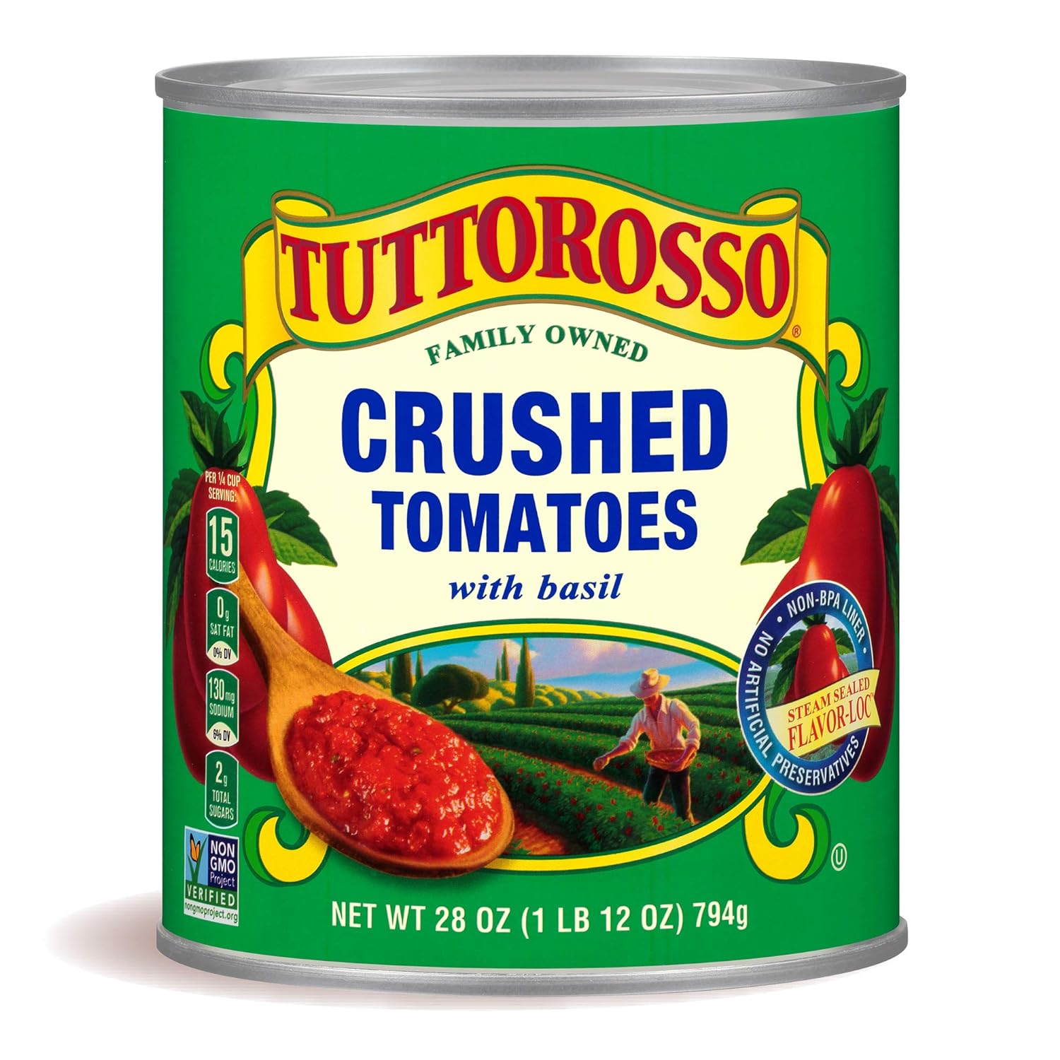 Tuttorosso Delicious Crushed Tomatoes with basil Canned Tomatoes, 28oz