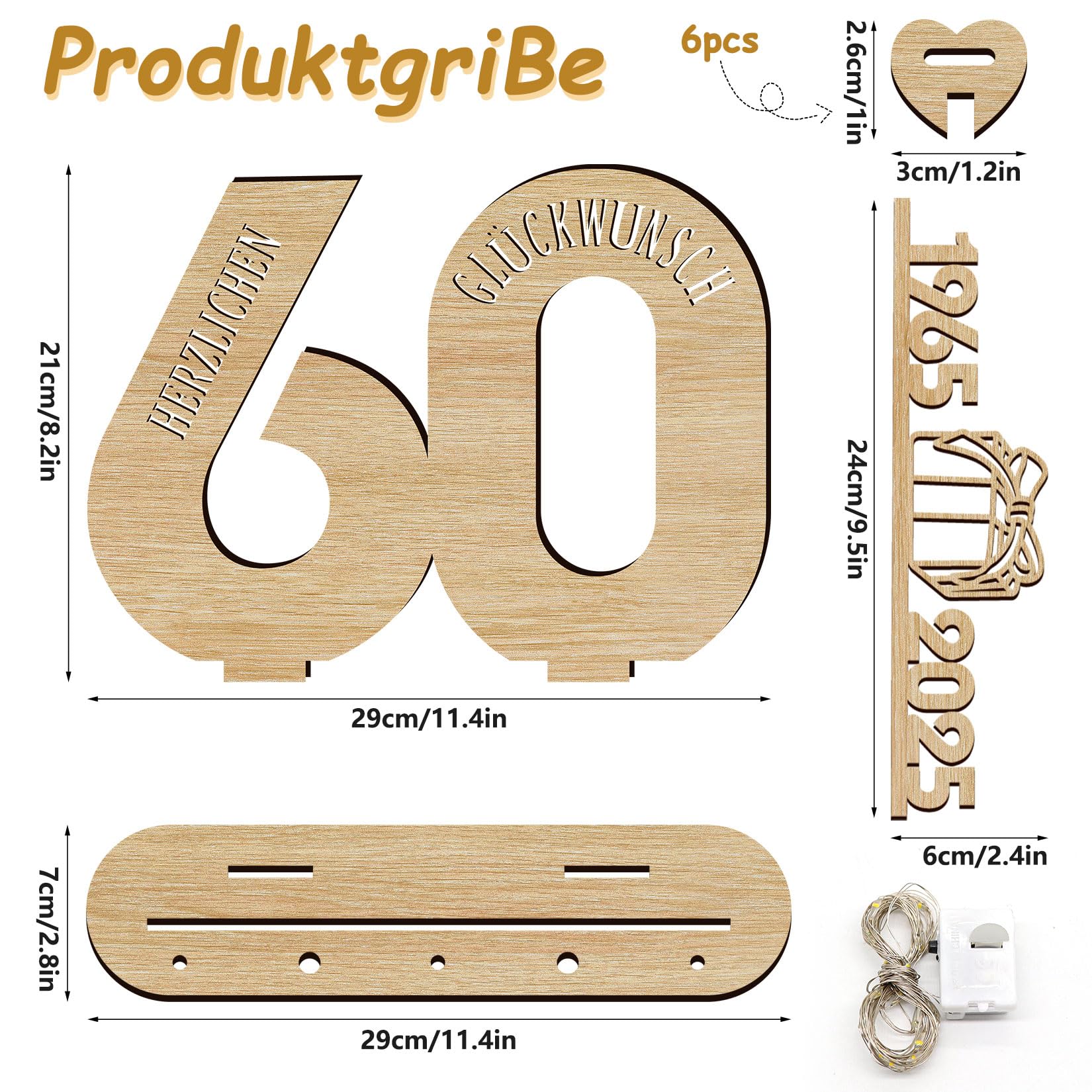 TSQNW Signe En Bois Livre D'or, 60 Anniversaire Décoration Femmes & Hommes, Cadeau D'argent Insolite Avec Guirlande Lumineuse LED, 60 Anniversaire Femme Cadeaux D'argent Créatifs Pour L'anniversaire