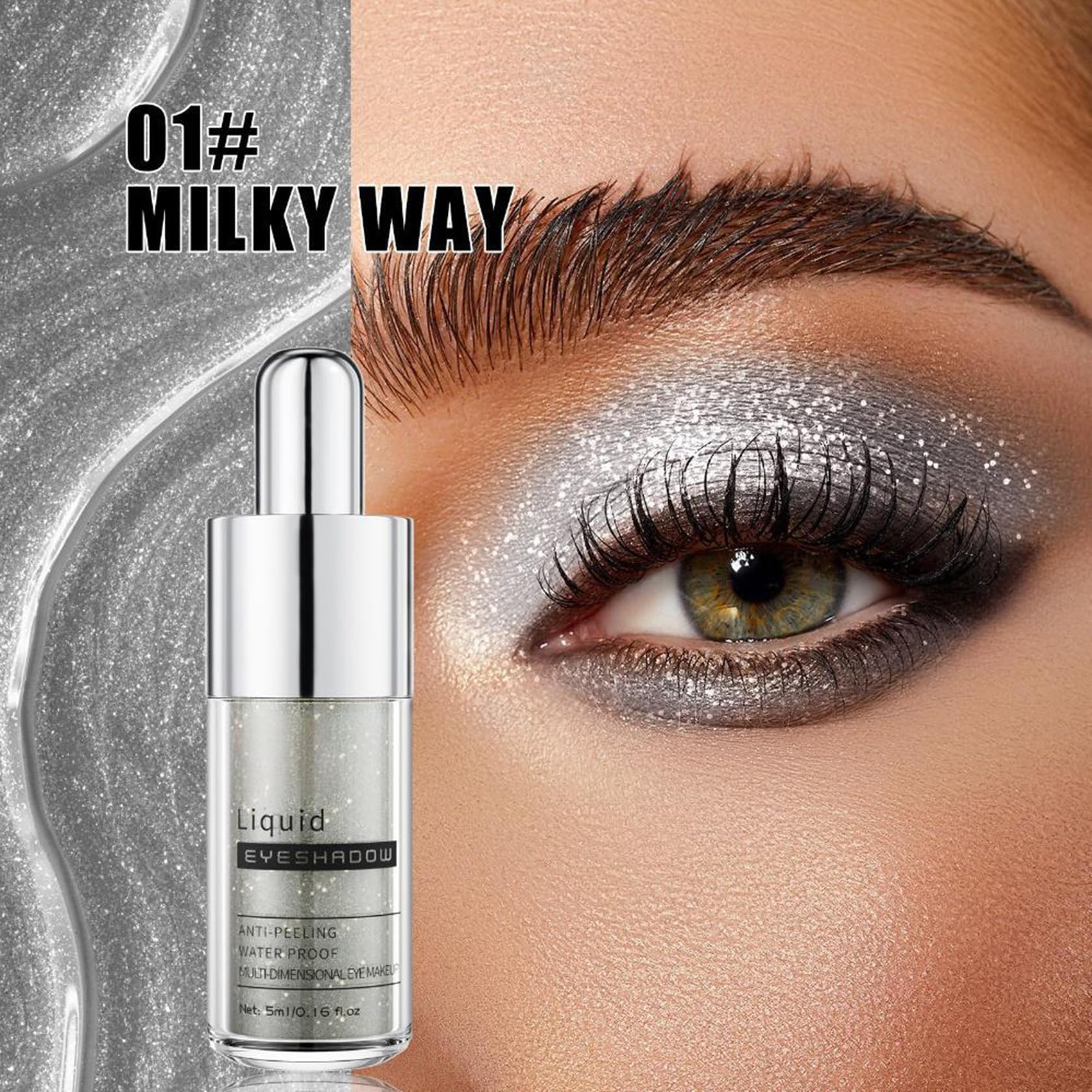 Glitter Liquid Eyeshadow, Metallic Shimmer Waterproof Eye Makeup - Image 2