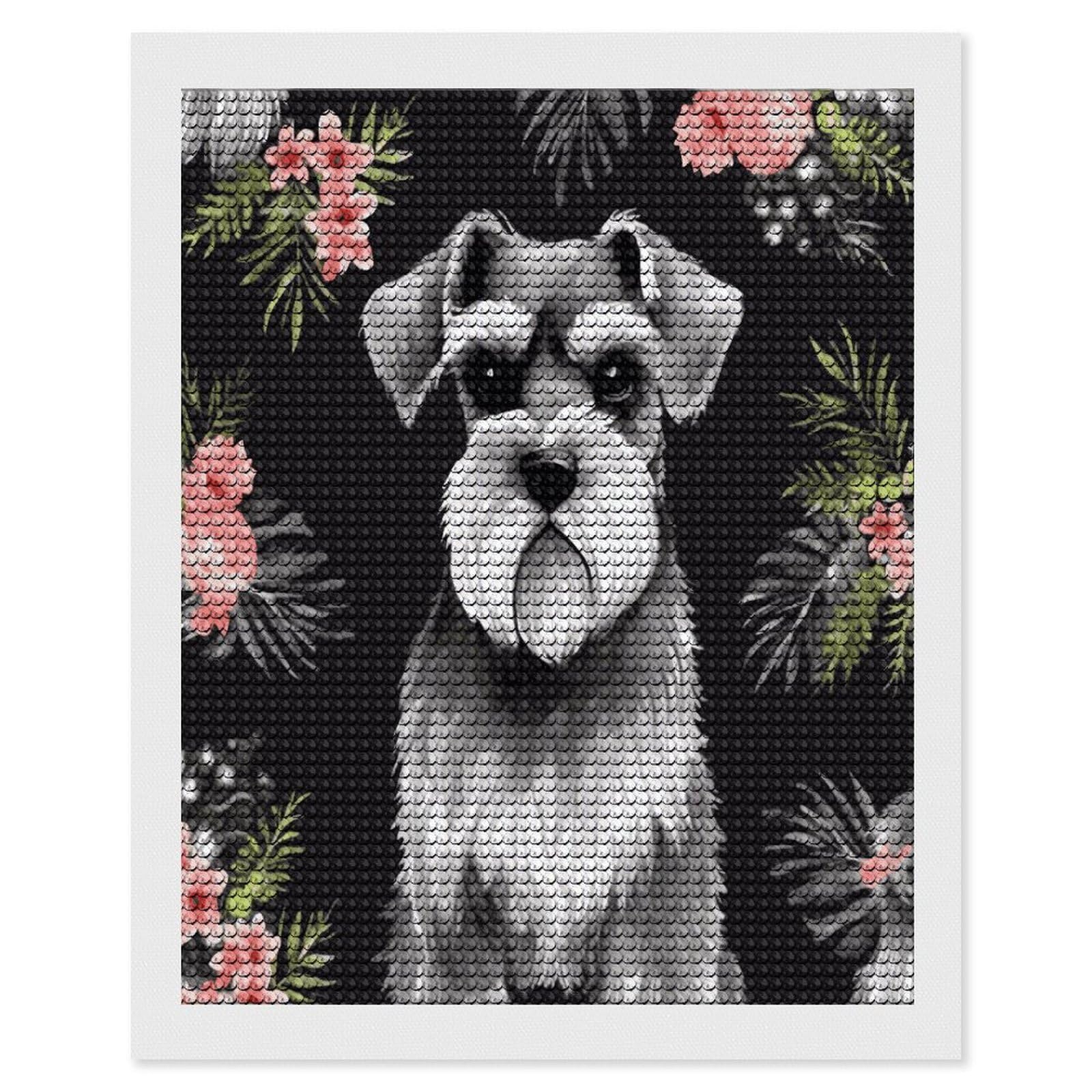 FekiLoot Schnauzer Diamond Painting Kits for Beginners DIY Diamond Art Kits for Adults Full Drill Round Diamond Dot Gem Art Painting Fun DIY Crafts for Home Kitchen Wall Decor Gift 16"x20"
