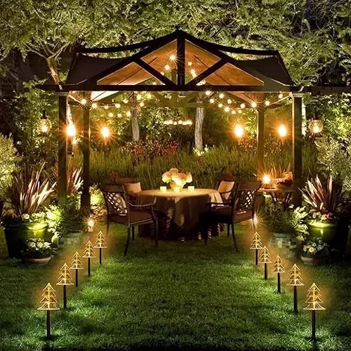 Miniatura 3 de Generic Luces solares de camino para árbol de Navidad, luces LED impermeables de decoración de Navidad con temporizador, luces nocturnas de césped
