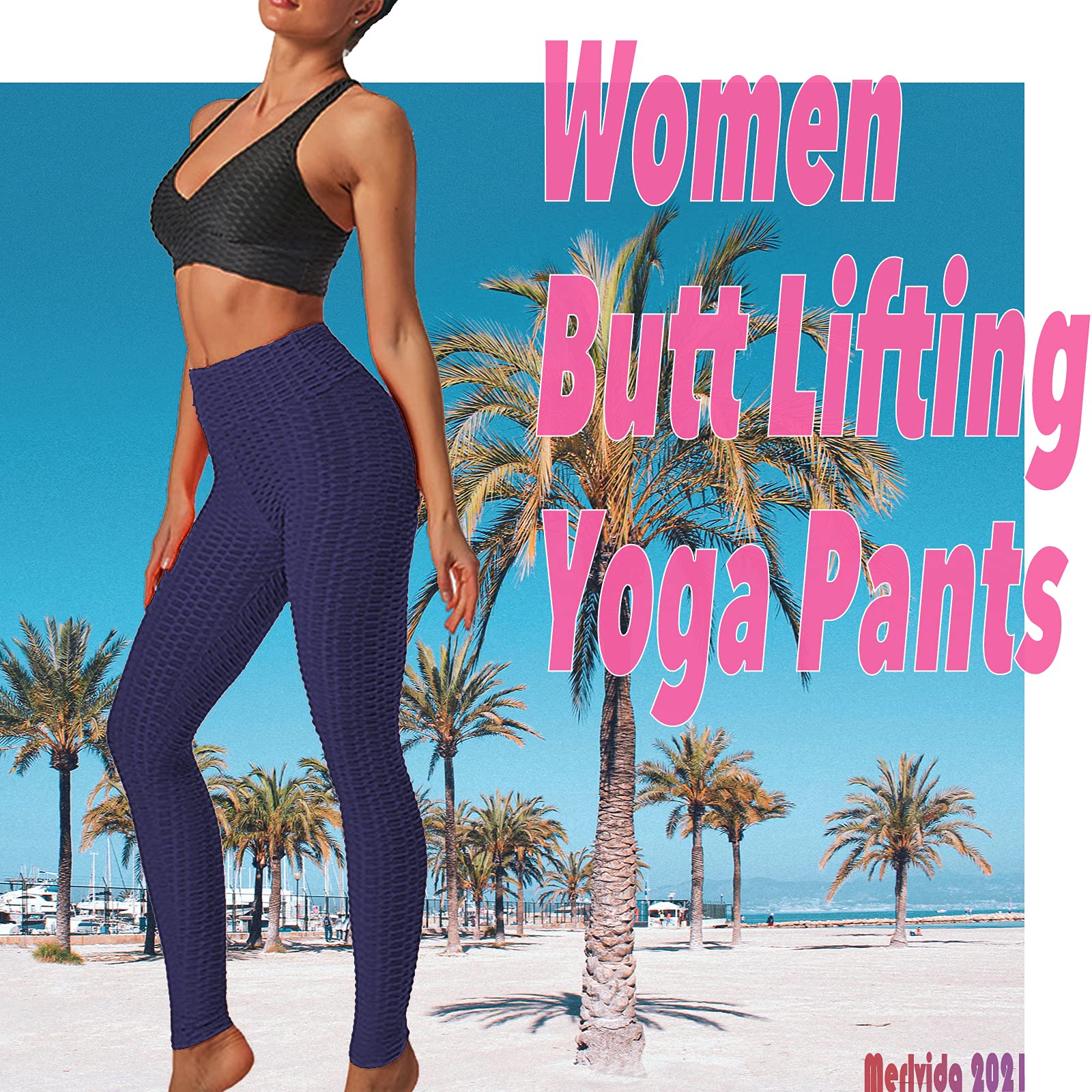 Merlvida Leggins Sportivi Donna Vita Alta Leggings Push Up Pantaloni Palestra Controllo della Pancia Anticellulite Pantacollant Opaco Elastici Tuta Collant Abbigliamento Sportivo Donna Yoga Fitness