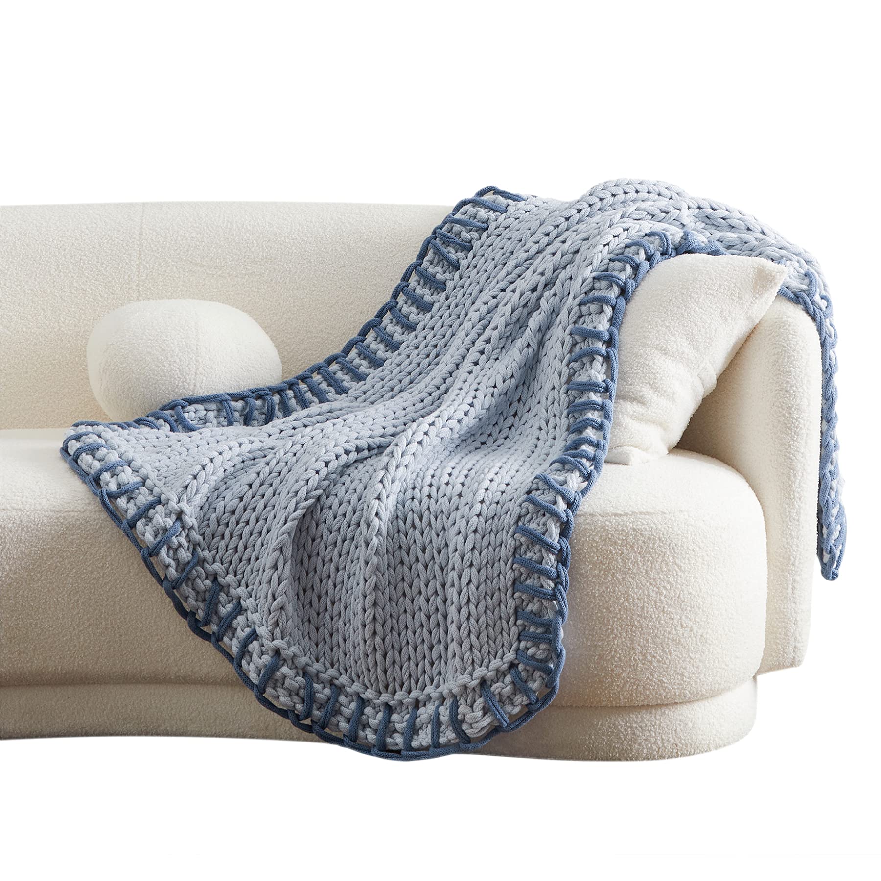 Bedsure Chunky Knit Blanket - Knitted Throw Blankets Soft Big Yarn Thick Braided Knot Crochet Cable Rope Handmade Giant Bl...
