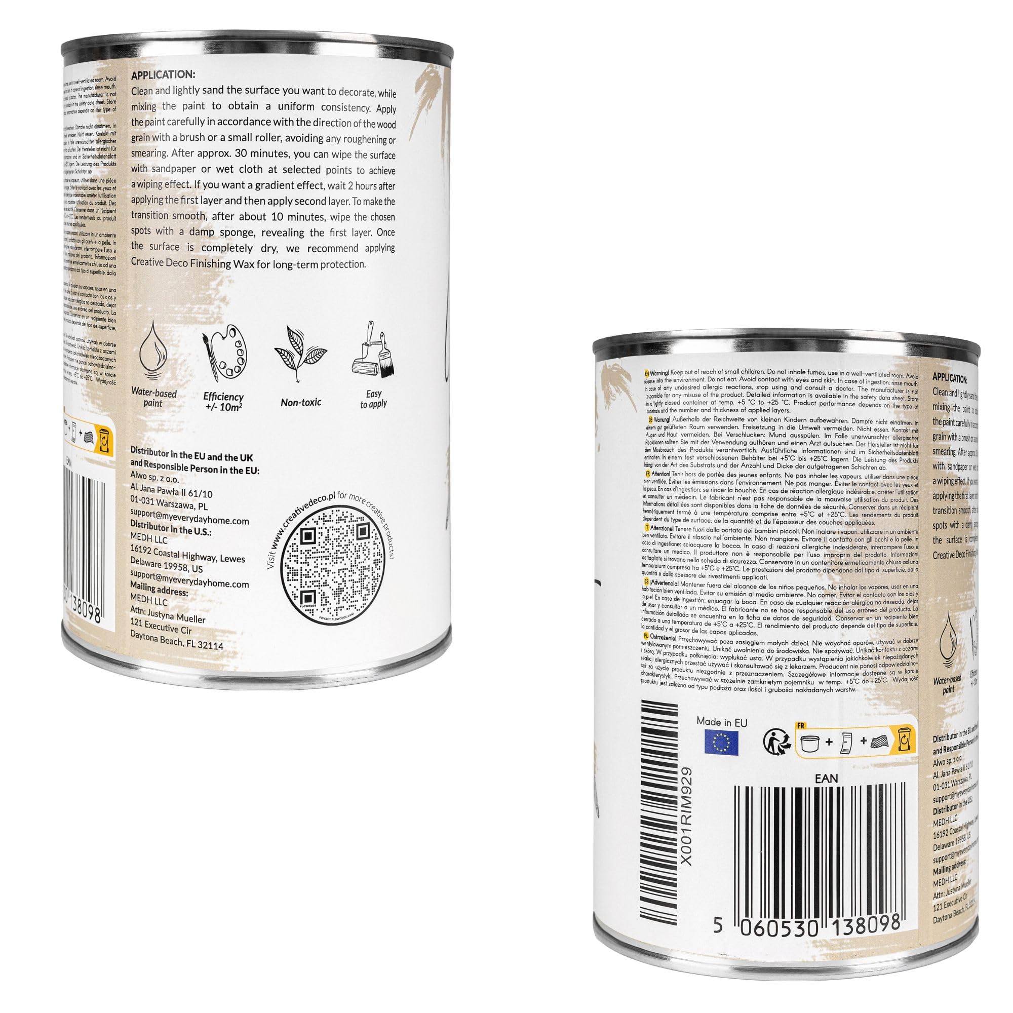 Creative Deco Peinture à la Craie Beige Sable | 1L | Mat et Lavable | Pour Bois et Meubles | Idéal pour Rénovation | Chalk Paint | Ardoise Craie | Mur Interieur