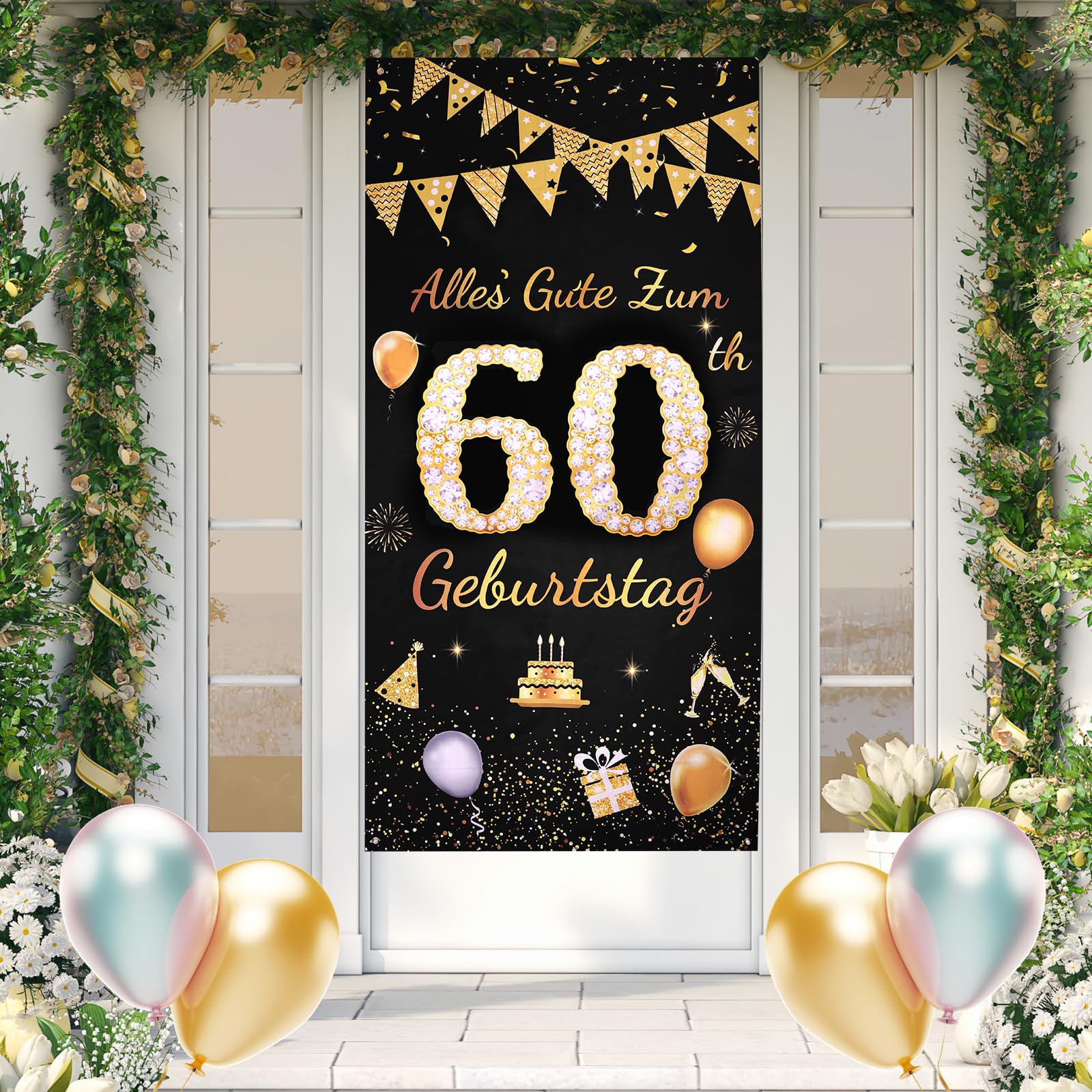 ANOMM Geburtstag Banner, Happy Birthday Banner | Geburtstag Dekoration für Drinnen und Draußen, Extra Groß Party Geburtstagsdeko Hintergrund