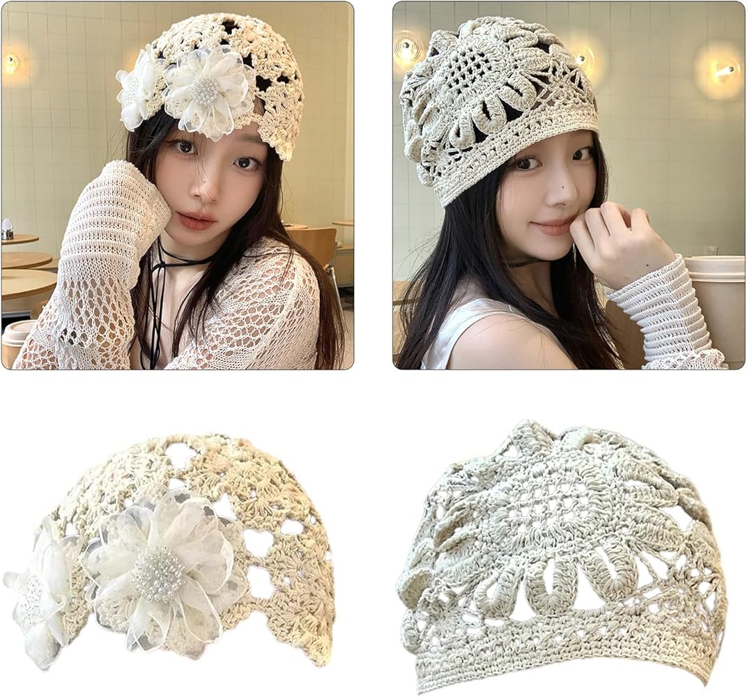 Dsgzkk Beanies Hat 2000s Girl All Matching Hat Ethnic Crochet