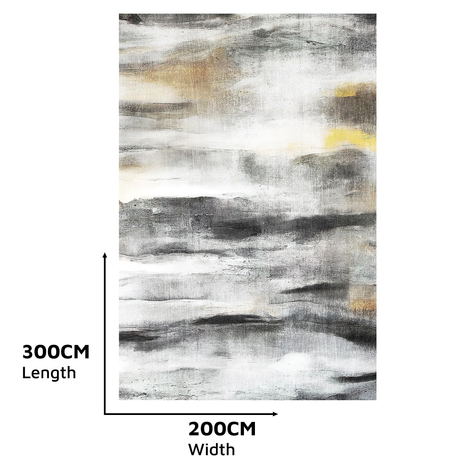 Vamcheer Tappeto Salotto Moderno Lavabile - Tappeto Soggiorno antiscivolo,Camera da Letto Pelo Corto, Tappeti Grande Sala da pranzo, ufficio, corridoio,200x300cm Nero/Oro