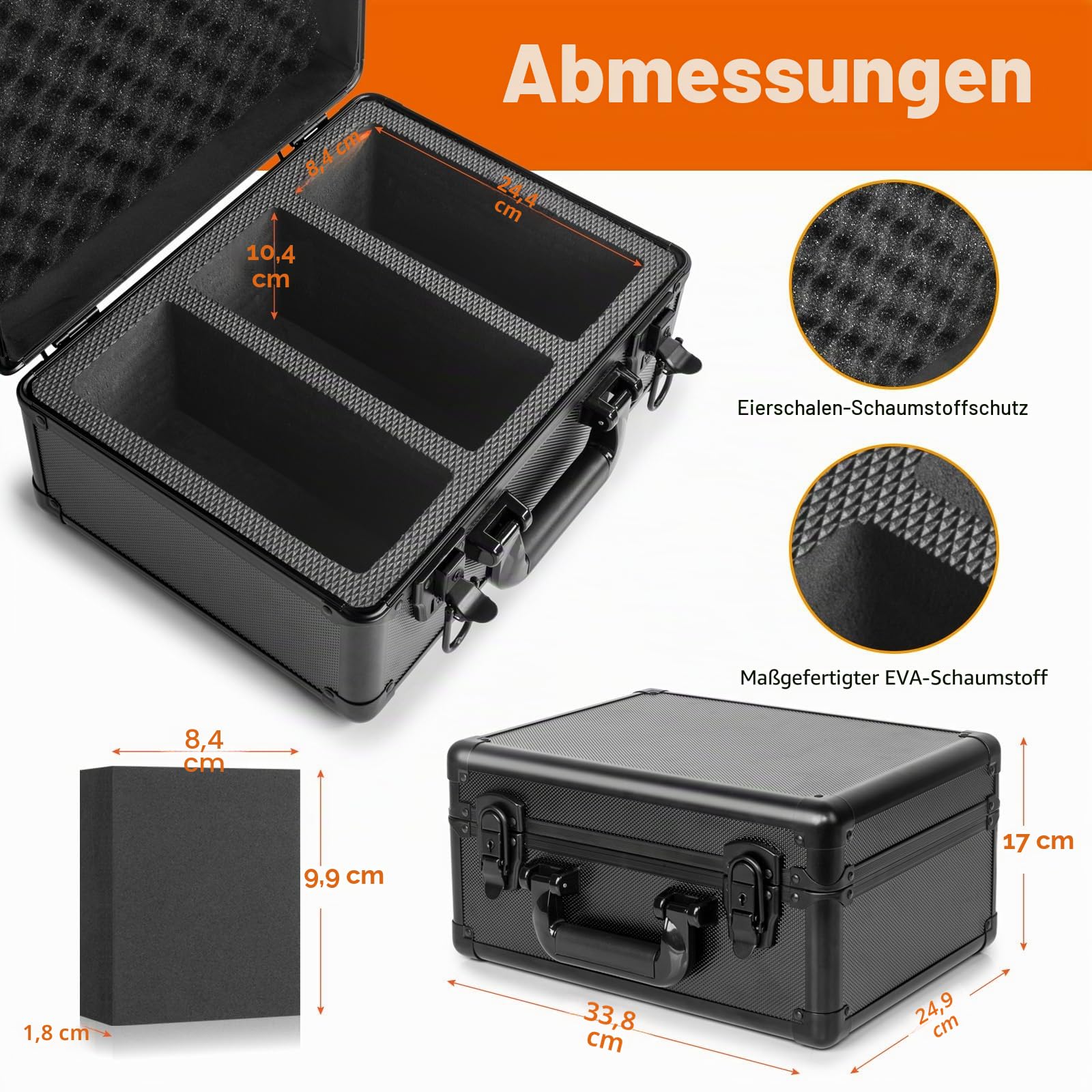 Abgestufte Karten-Aufbewahrungsbox, Sportkartenetui kompatibel mit PSA MTG CSG SGC Magnetischer Kartenhalter Top-Loadern, Wasserdichte Card Holder Case, Herausnehmbaren Schaumstoffschlitzen