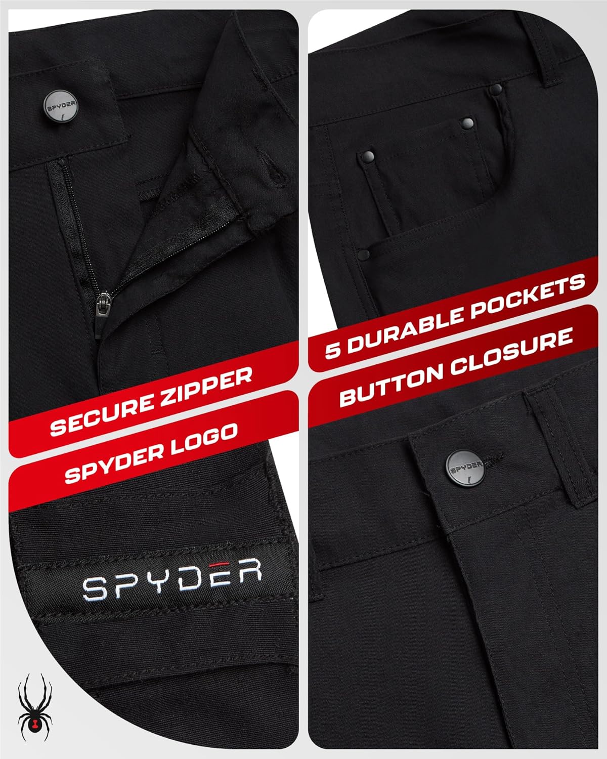 Spyder Mens Tech Shorts - UPF 30+ Lightweight Performance Stretch Water-Resistant 5-Pocket Woven Shorts for Men (30-38) - Image 5
