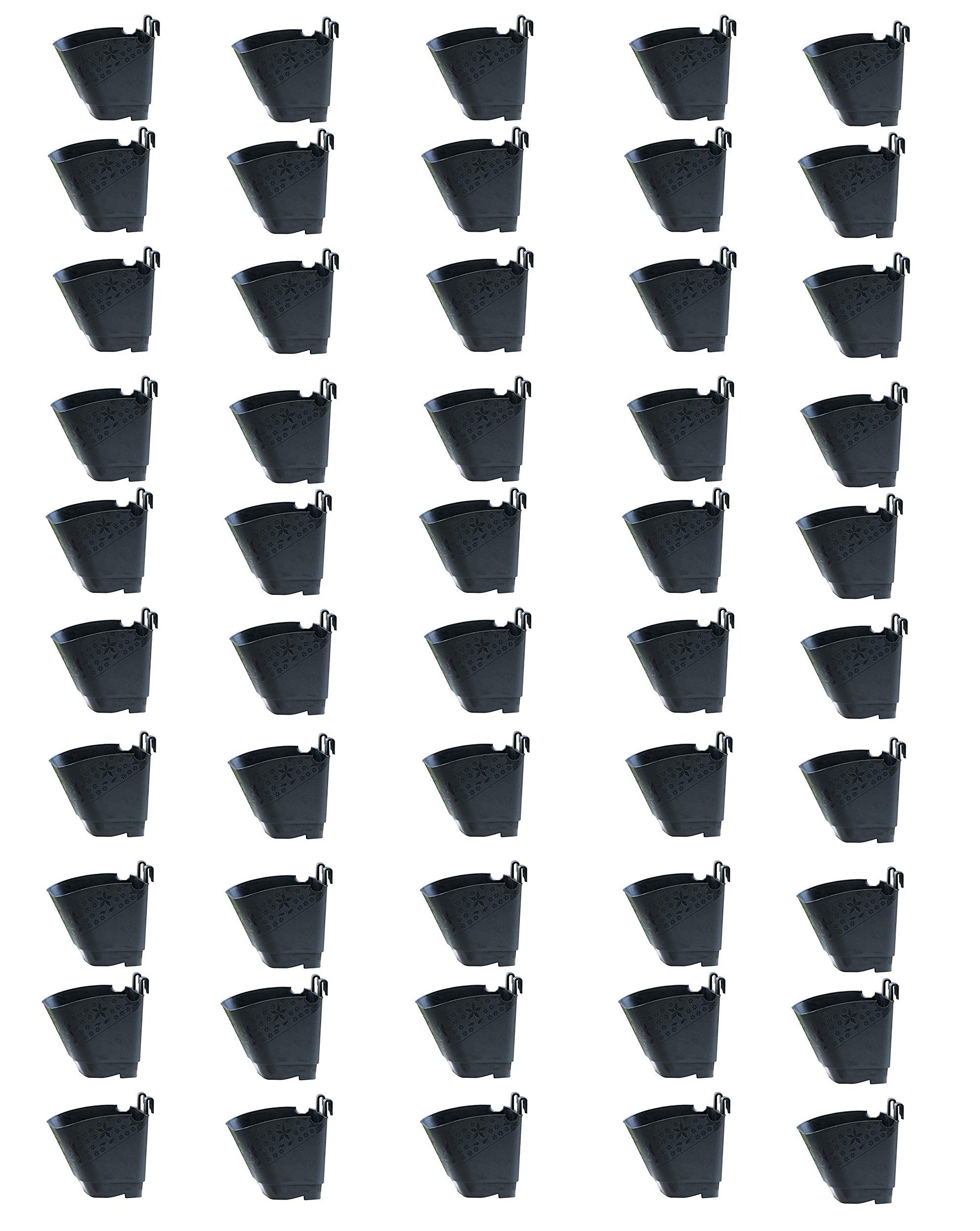 Plastic Wall Hanging Pots, Black, 9.13 cm X 7.48 cm X 4.56 cm, 50 Pieces