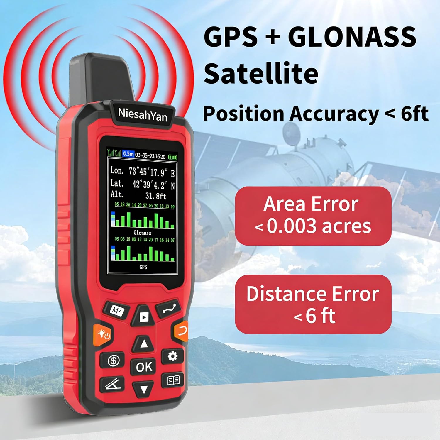 ZL180 Handheld GPS for Surveying, Rugged Land Surveying Equipment for Ranches, Garden, Farmland and Parking Area Distance Measuring