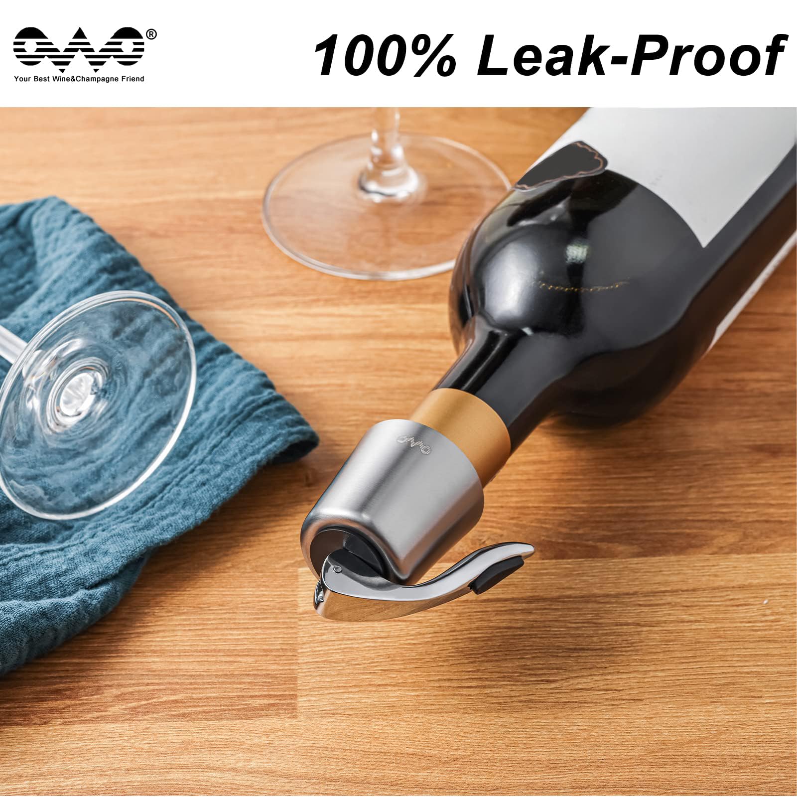 2 Stück OWO Weinverschluss Weinflaschenverschluss Edelstahl Wein Verschlussstopfen Flaschenverschluss Vakuum Weinverschluss Wiederverwendbar Wine Stopper Geschenke für Weinliebhaber (Roségold)