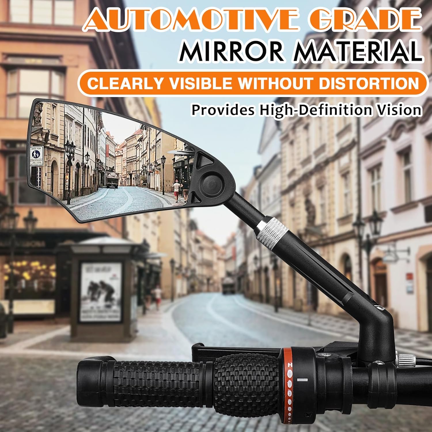 Retractable Bike Handlebar Rear View Mirrors 2 Pack - 360 ° Adjustable Flat Rotation Anti-Glare Glass Lens Bicycle Rearview Mirror, For the Bicycle Ebike Scooter 21-24mm Handlebar