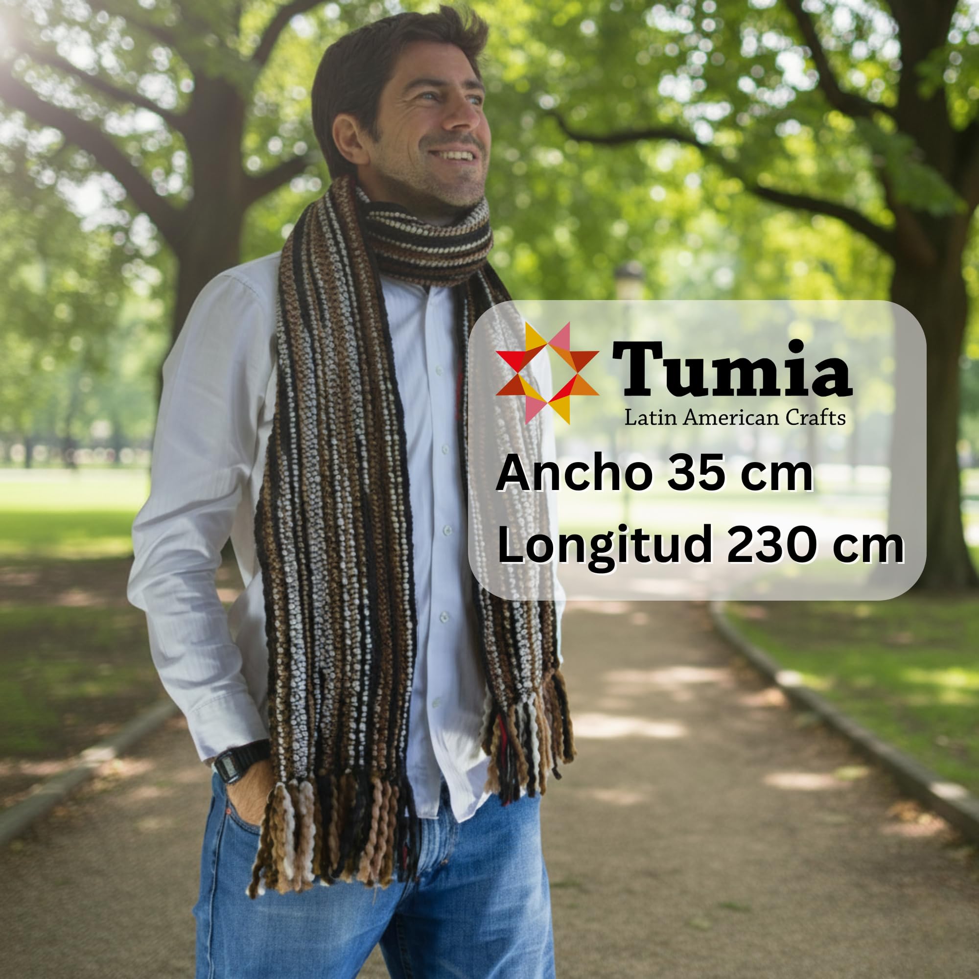 Tumia LAC - Bufanda Extra Larga y Gruesa a Rayas - Hecha a Mano y Muy cálida - Unisex
