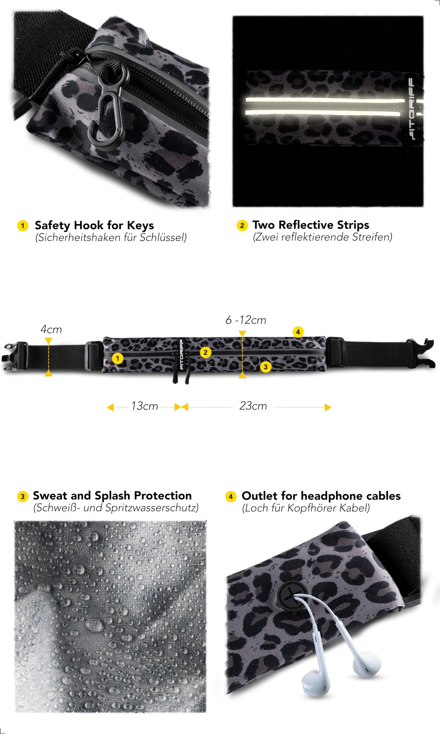 Fitgriff® Marsupio Running - Porta Cellulare Corsa (per Ogni Telefono) per Uomo e Donna - Cintura Jogging per Sportivo, Camminata