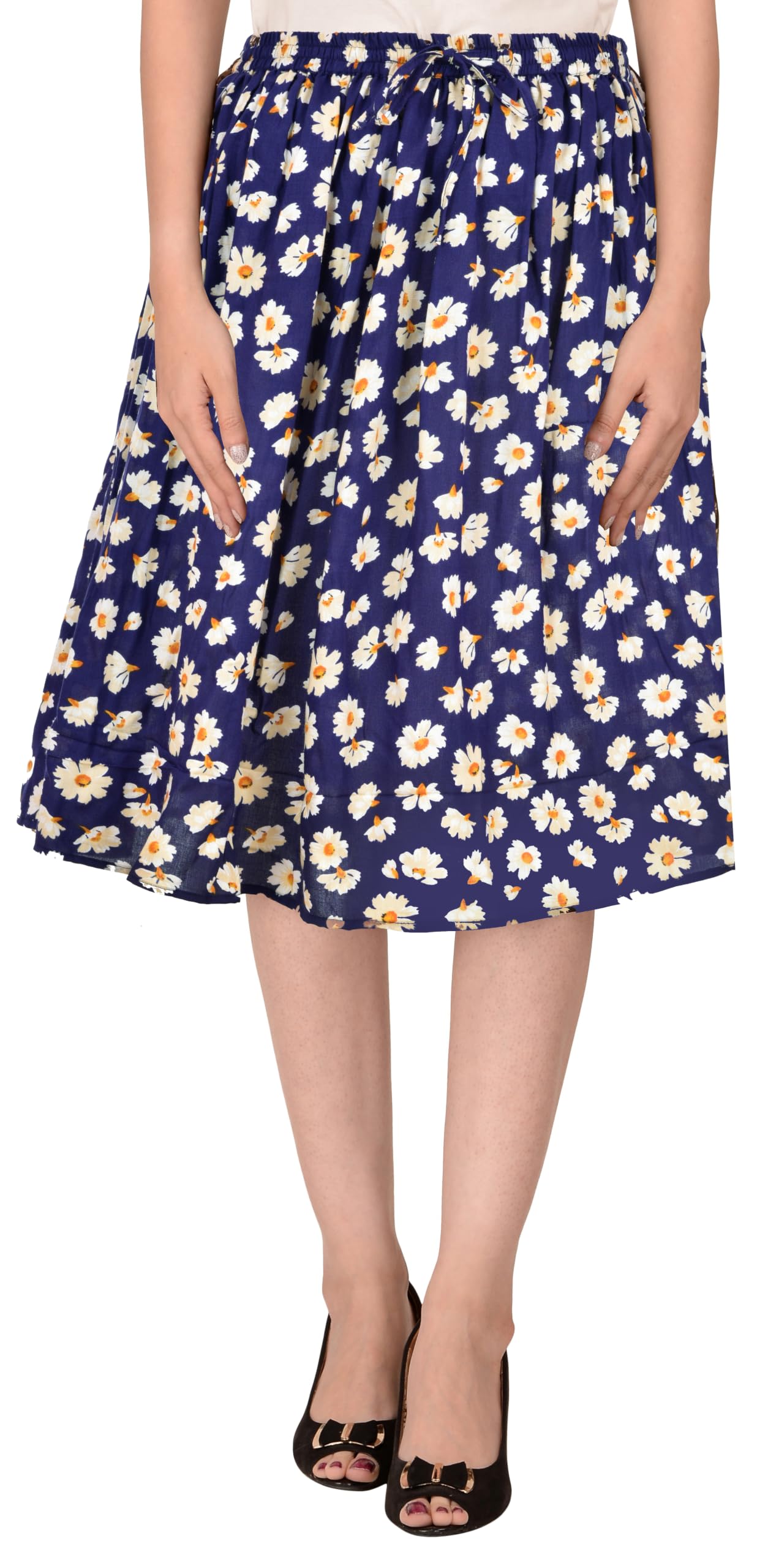 cotton breeze Women's Regular Fit Printed Rayon Skirt Black-picture-12