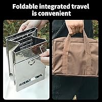 Vista 5 de Parrilla de carbón portátil de acero inoxidable para exteriores, plegable con rejillas de cocción y estantes, pequeña parrilla de barbacoa