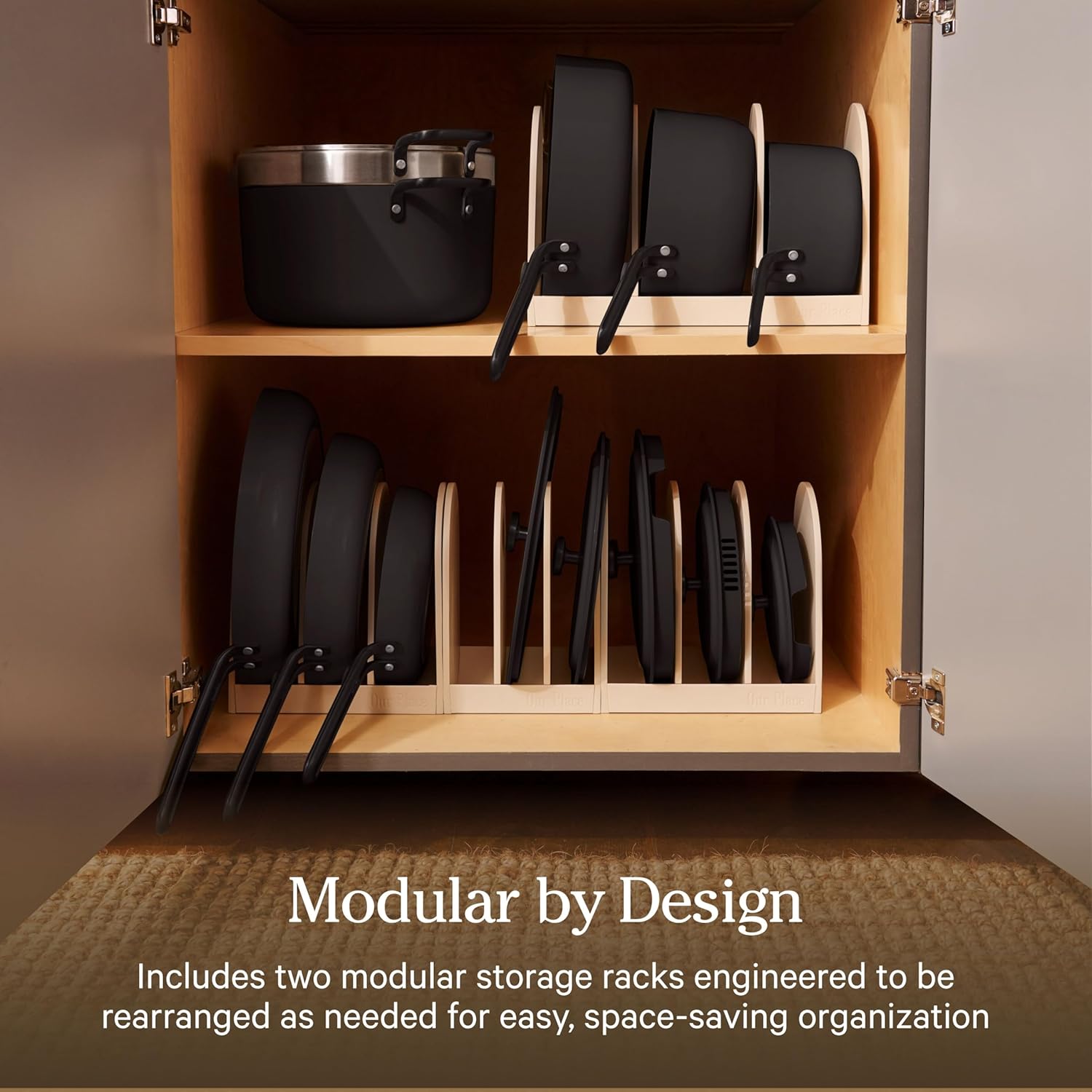 Our Place 17-Piece Essentials Complete Cookware Set - Ceramic Fry Pans, Saucepans, Sauté Pan, Stock Pot, Strainer Basket & Modular Storage | Thermakind™ Nonstick, Oven Safe up to 450°F | Char - Image 5