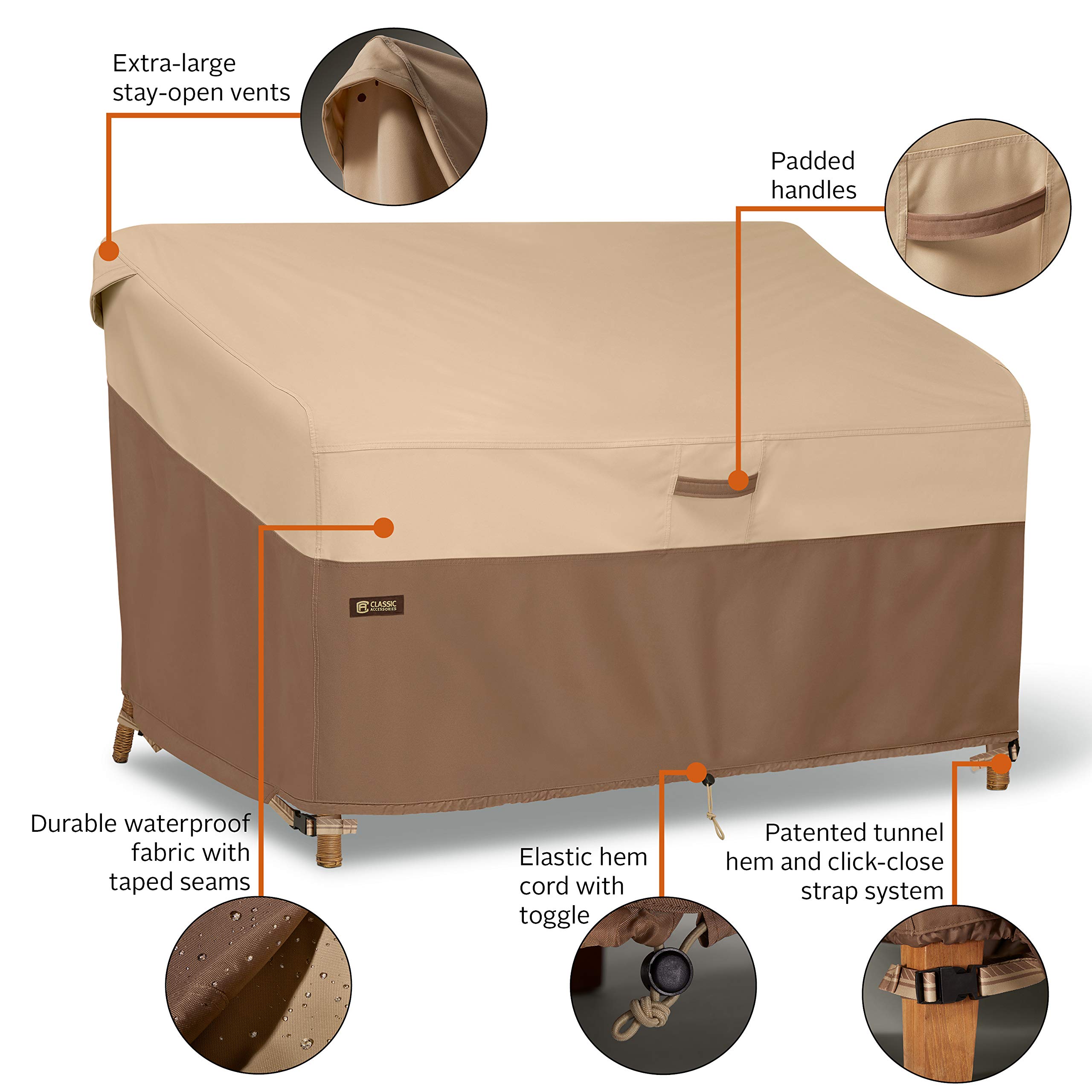 Classic Accessories Veranda's Best wasserdichte Abdeckung für Terrassensofa/Zweisitzer, 198 x 83 x 81 cm, Terrassenmöbelabdeckungen