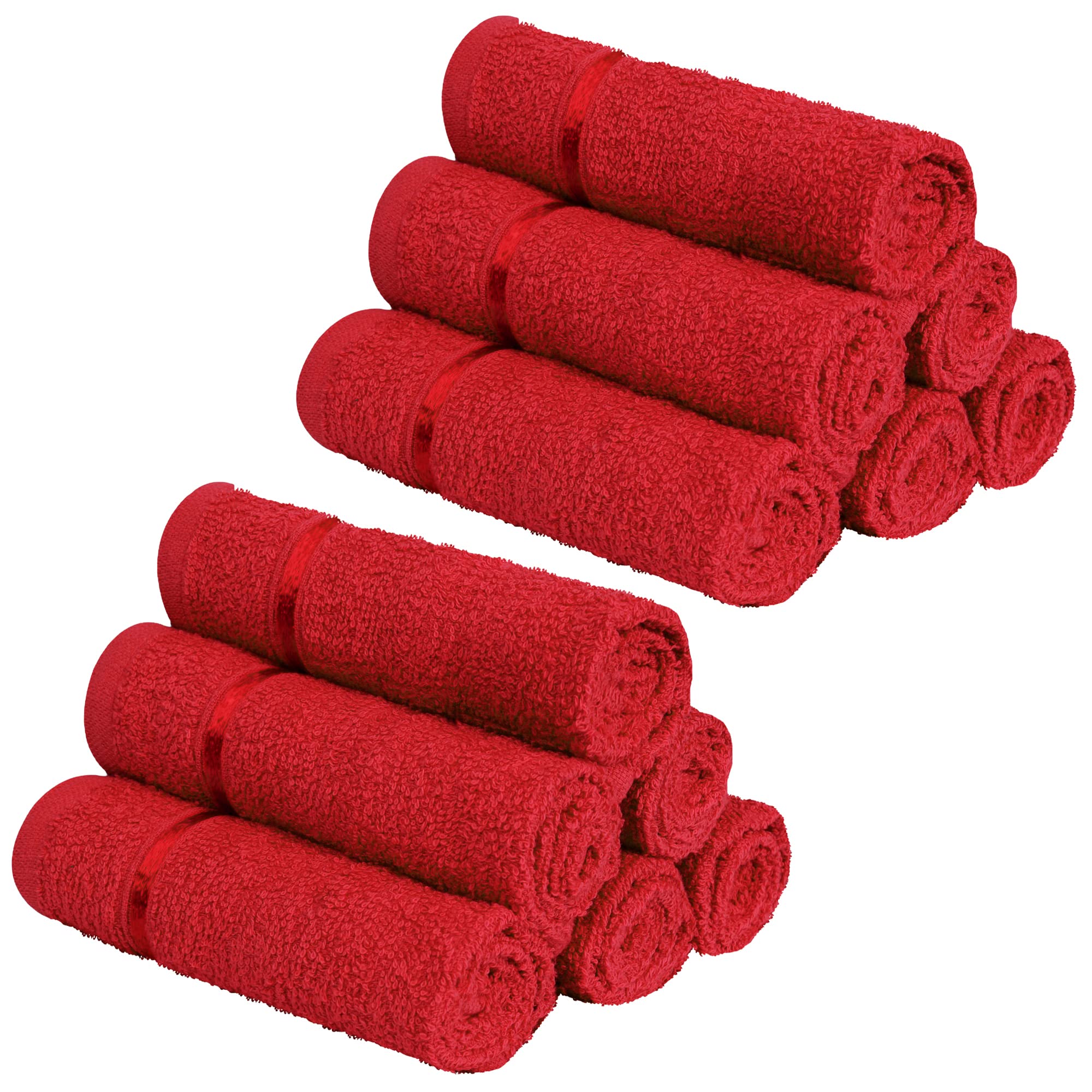 Story@Home 450 GSM Ultra Soft Cotton, Super Absorbent, Antibacterial Treatment, Face Towel, 30X30 Cm (Red) - Pack of 12-image-27
