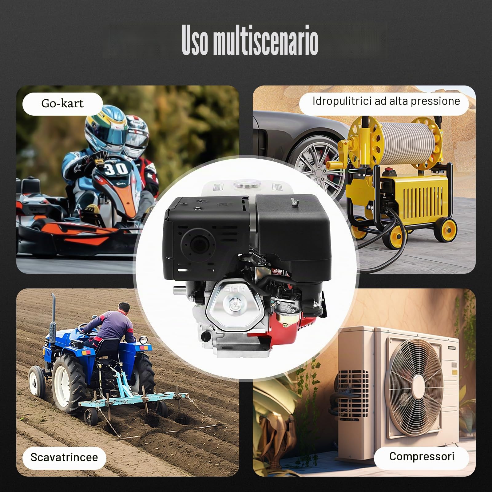 Motore a benzina a 4 tempi, 15 CV 420 CC, con sistema di raffreddamento ad aria, motore a 4 tempi, 3600 giri/min, con serbatoio del carburante, motore industriale per Go Kart/Minibikes