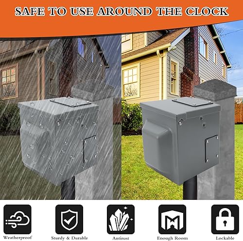 Miniatura 3 de Caja de toma de corriente RV de 30 amperios y 125 voltios, caja de enchufe RV de 30 amperios, cerrada, resistente a la intemperie, panel de