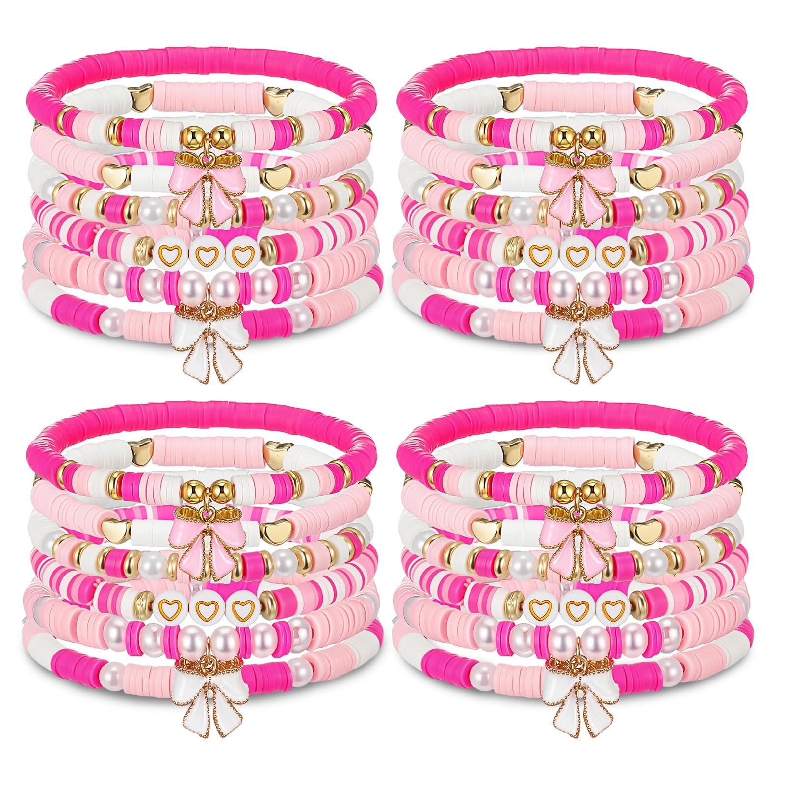 10 Pcs Friendship Bracelets Set, Beaded Bracelets with Smile Face, Heart, Stars, Letter Beads, Stretch String BFF Friendship Gifts for Girls and Kids, Girls Party Bag Fillers