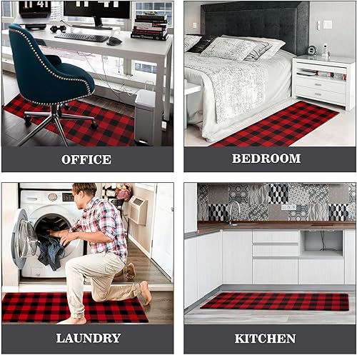 Miniatura 66 de MAYHMYO Tapetes de cocina de 1/2 pulgada, color blanco y negro, tapetes de cocina de granja, antifatiga, acolchados para piso, antideslizantes