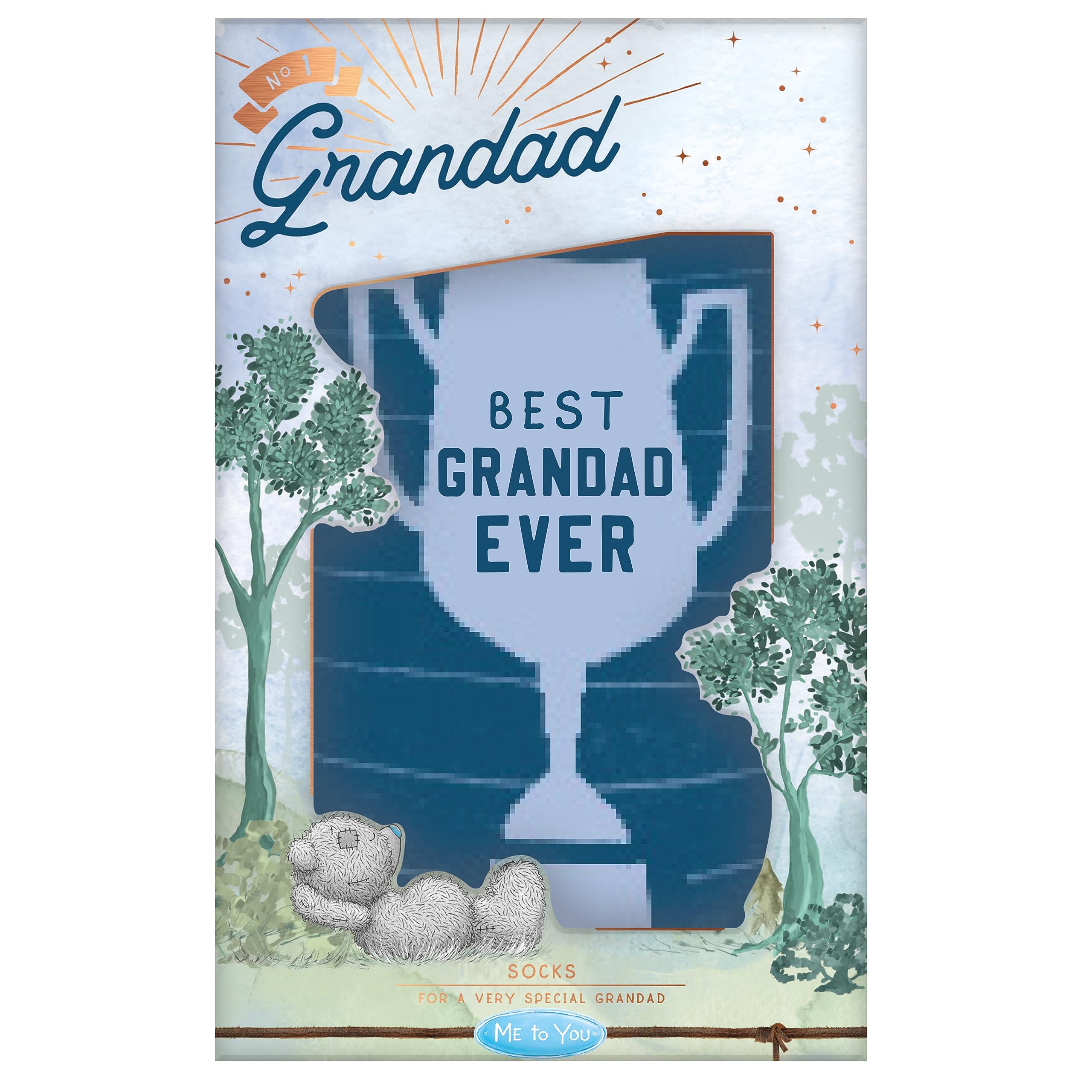 ME TO YOU Tatty Teddy Father's Day 'Best Grandad Ever' Socks - Official Collection FGL01020, Grey, Blue, Navy Blue