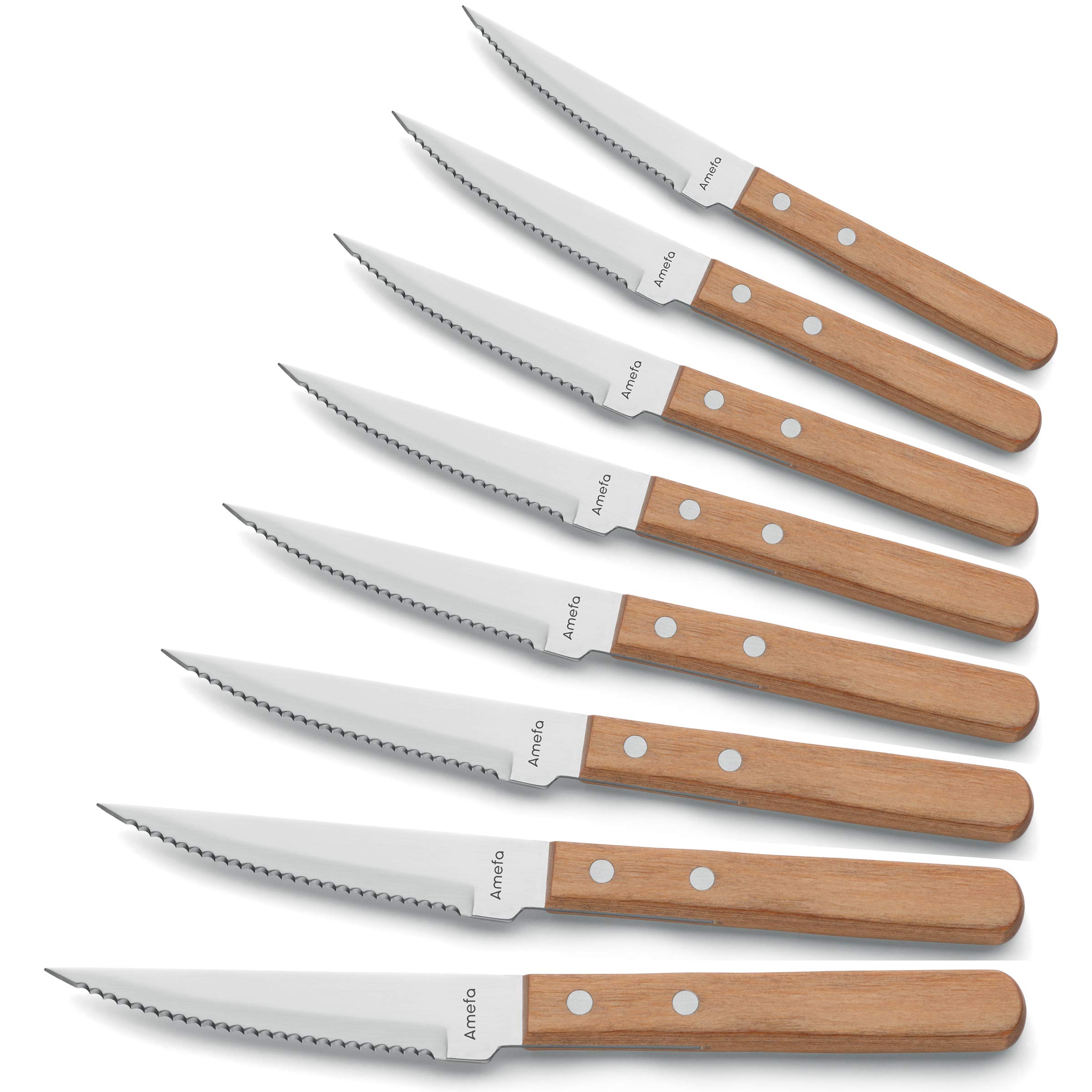 Amefa Pizza Bois - 8 couteaux steak Bois