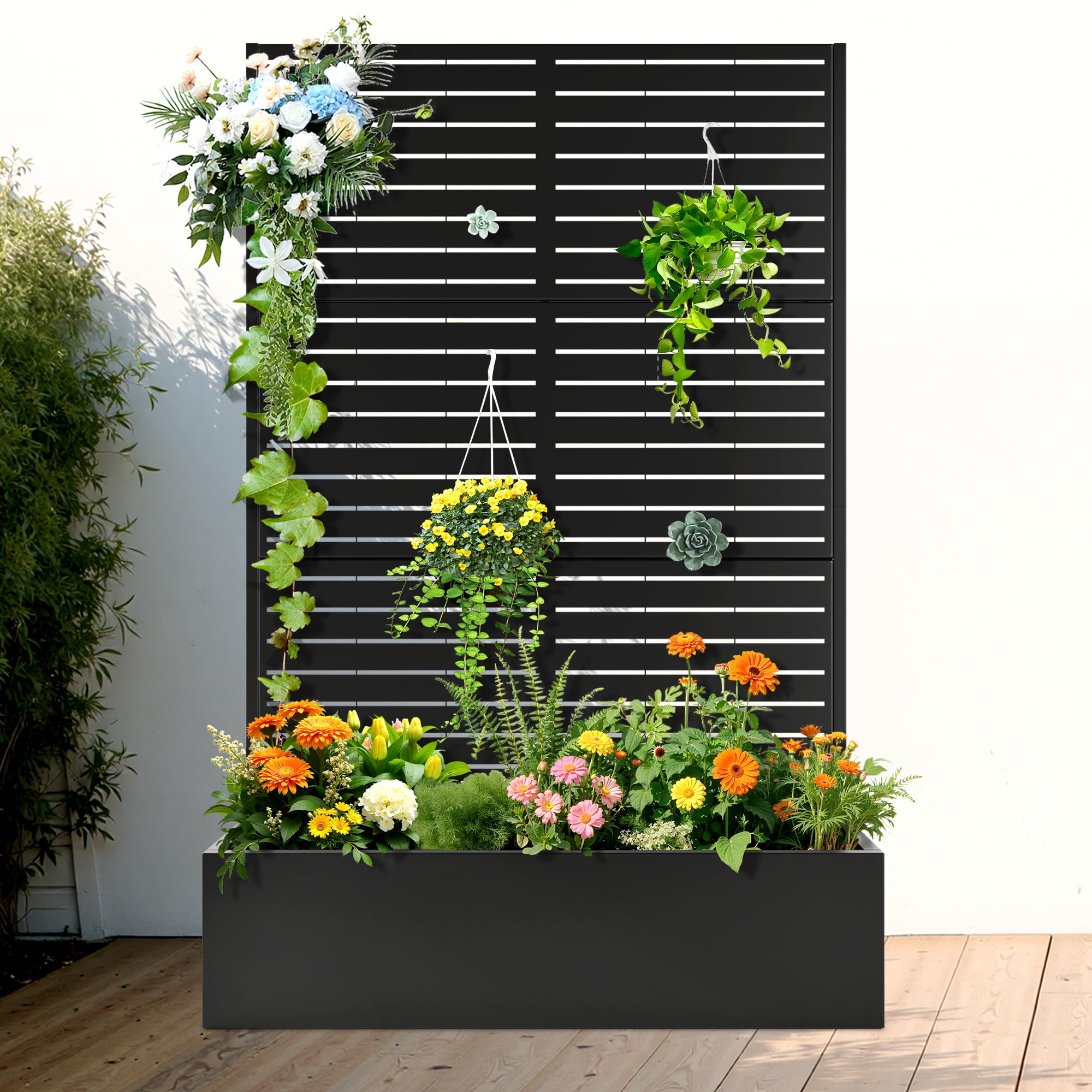 FENCY Metal Raised Garden Bed with Trellis