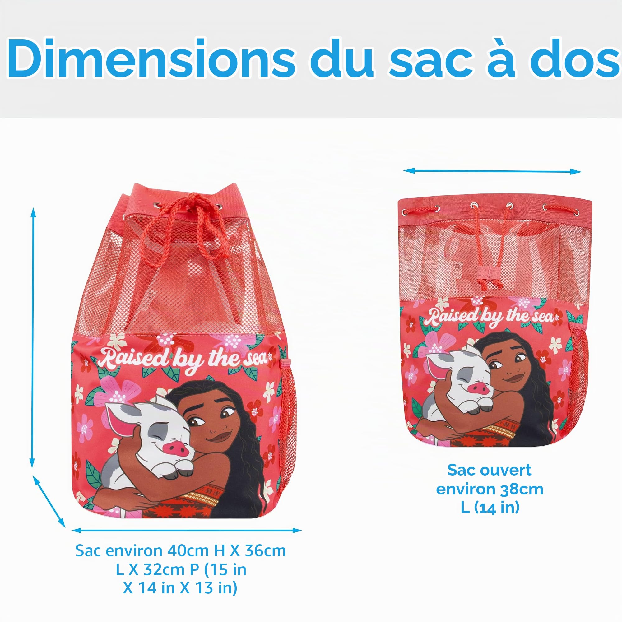 Disney Sac Vaiana Fille, Sacs de Natation Enfant avec Cordon, Sac Piscine Enfant