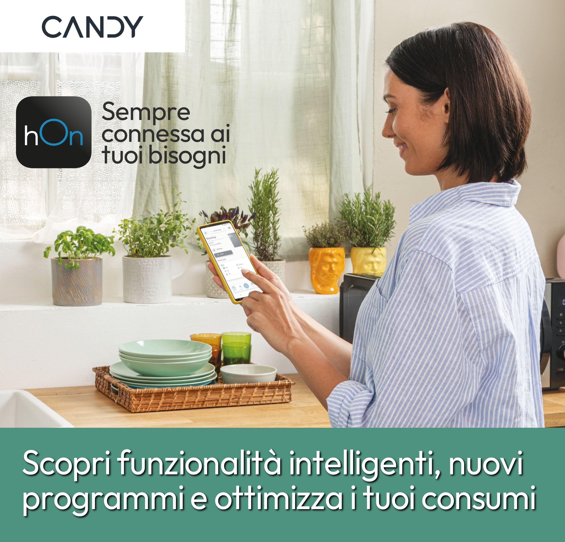 Candy Smart Pro CRO EH10N2TE-S, Asciugatrice 10KG, Pompa di Calore, Connetività Wi-Fi + BLE, App HOn, Woolmark Certification, Rumorosità (dB) 64, 85 x 59.6 x 58.5 cm(A x L x P cm), Bianca - Classe D