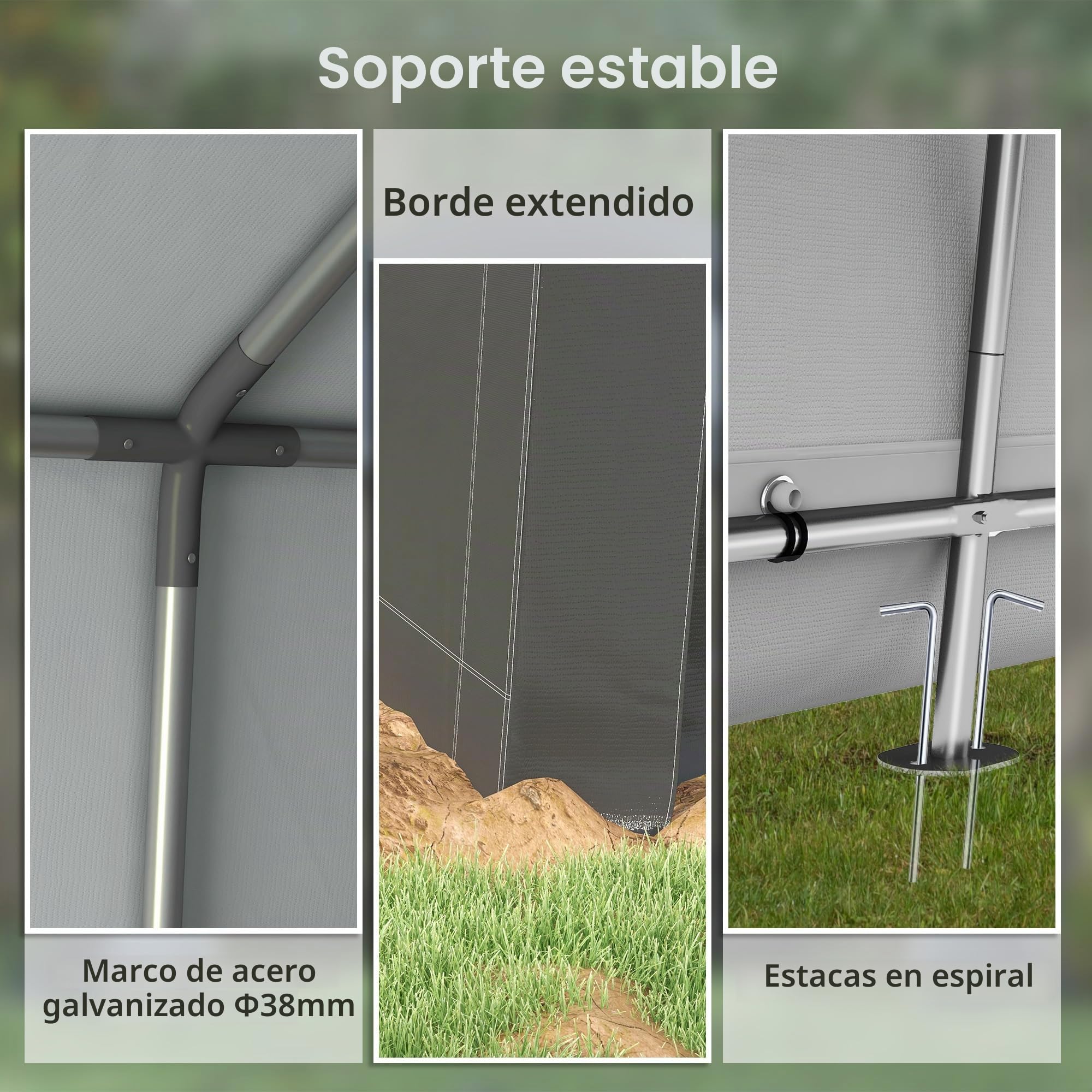 Carpa Garaje Outsunny, Carpa de Almacenamiento de 2,1 x 3,6 x 2,35 m con protección UV, Puerta con Cremallera, lámina Repelente al Agua Garaje para Moto, Herramientas de jardín, Gris Oscuro