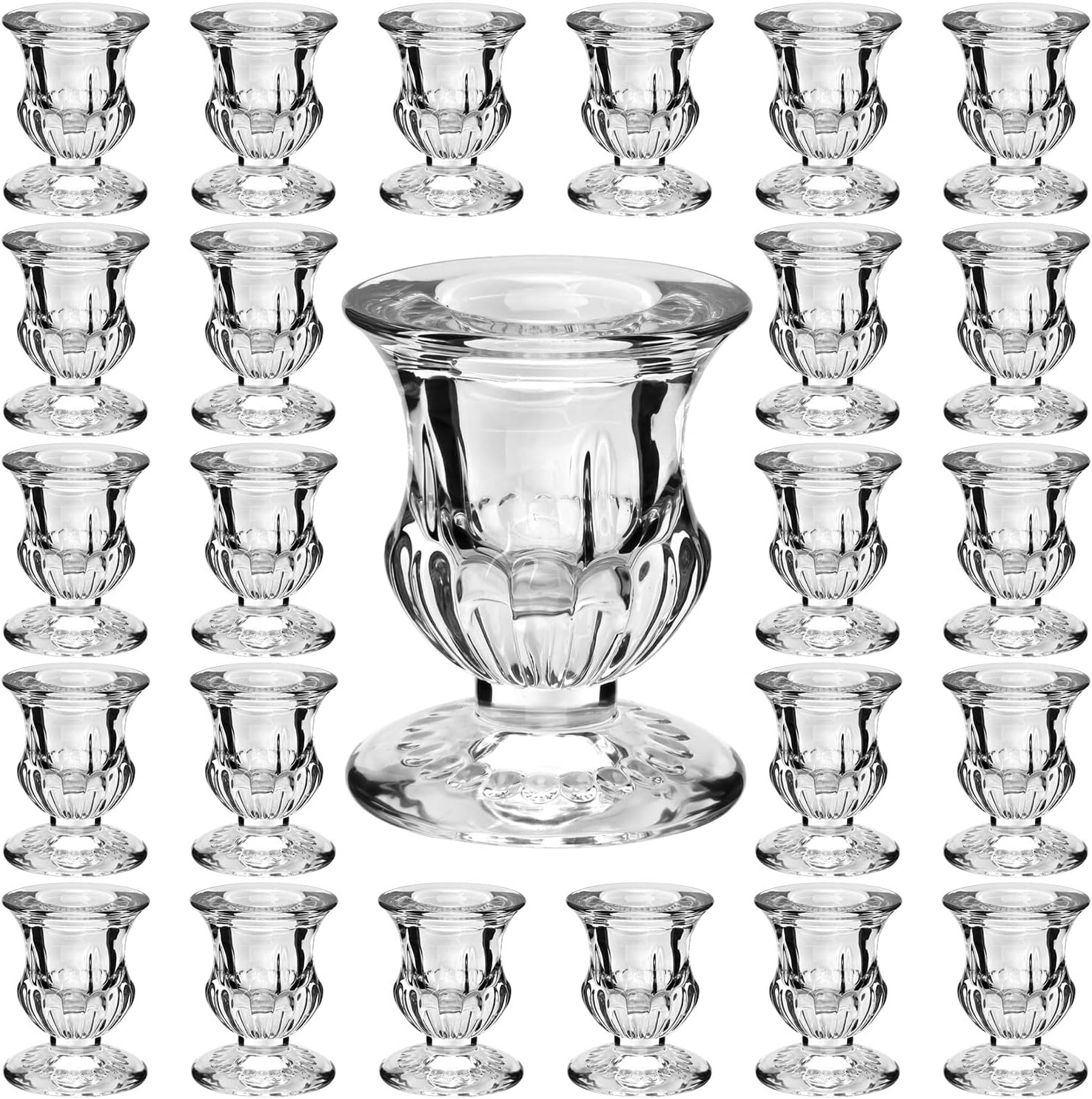 BEIUTAO Candle Holder, 24Pcs Taper Candle Holders Bulk, Glass Candle Holder for