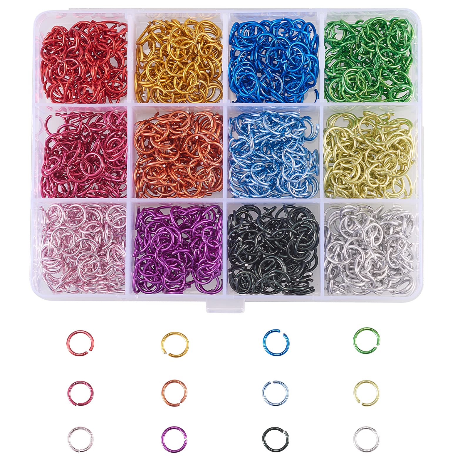UR URLIFEHALL1200 Pcs 12 Colours 18 Gauge Aluminium Open Jump Rings O Rings Connectors for Choker Crafts Chain Maille Jewellery Making