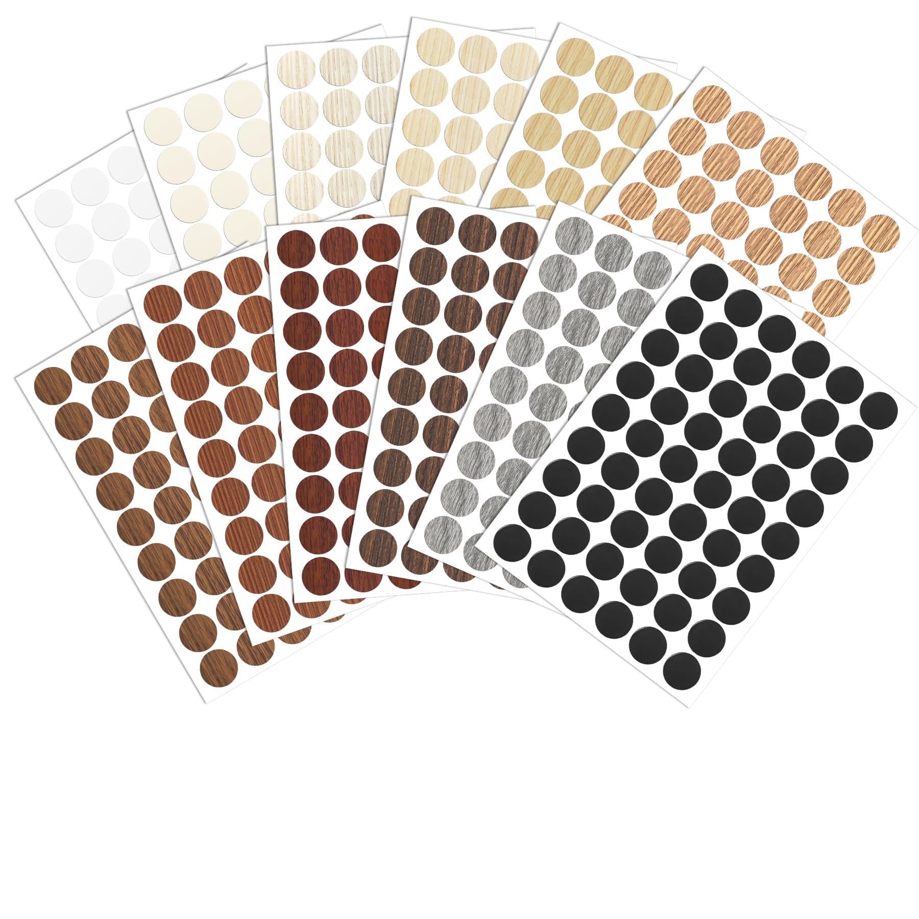 Copriviti Adesivi 648 Pezzi 12 Colori 21mm Tappi Copriforo per Fori Viti Mobili