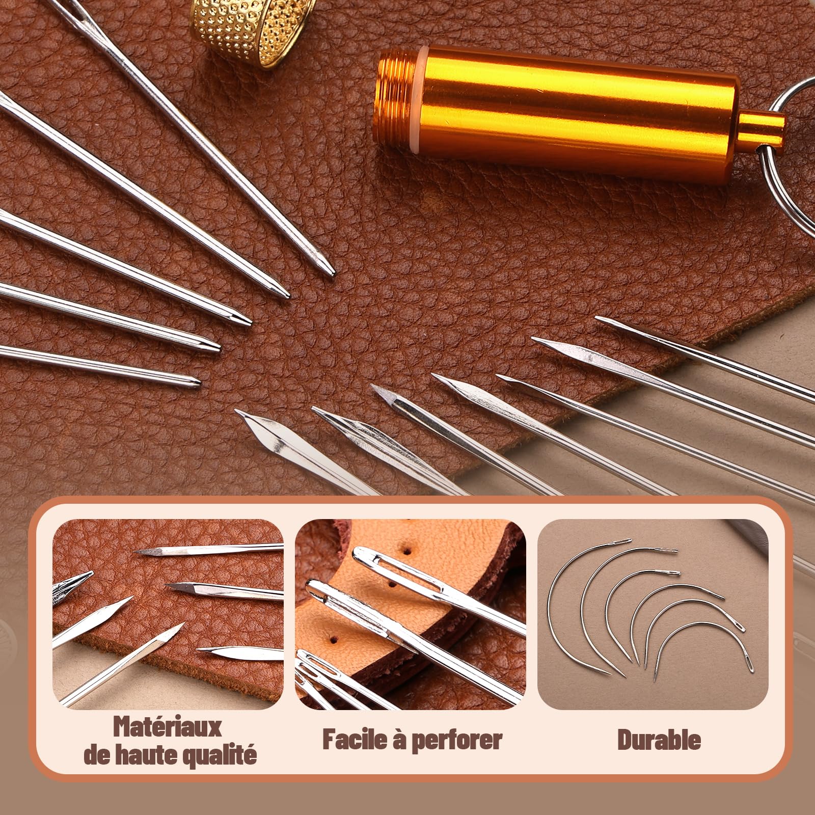 7pcs-Heavy Duty Aiguilles à Coudre à La Main Kit Multifonctions Aiguilles Courbé Tapis Outil De