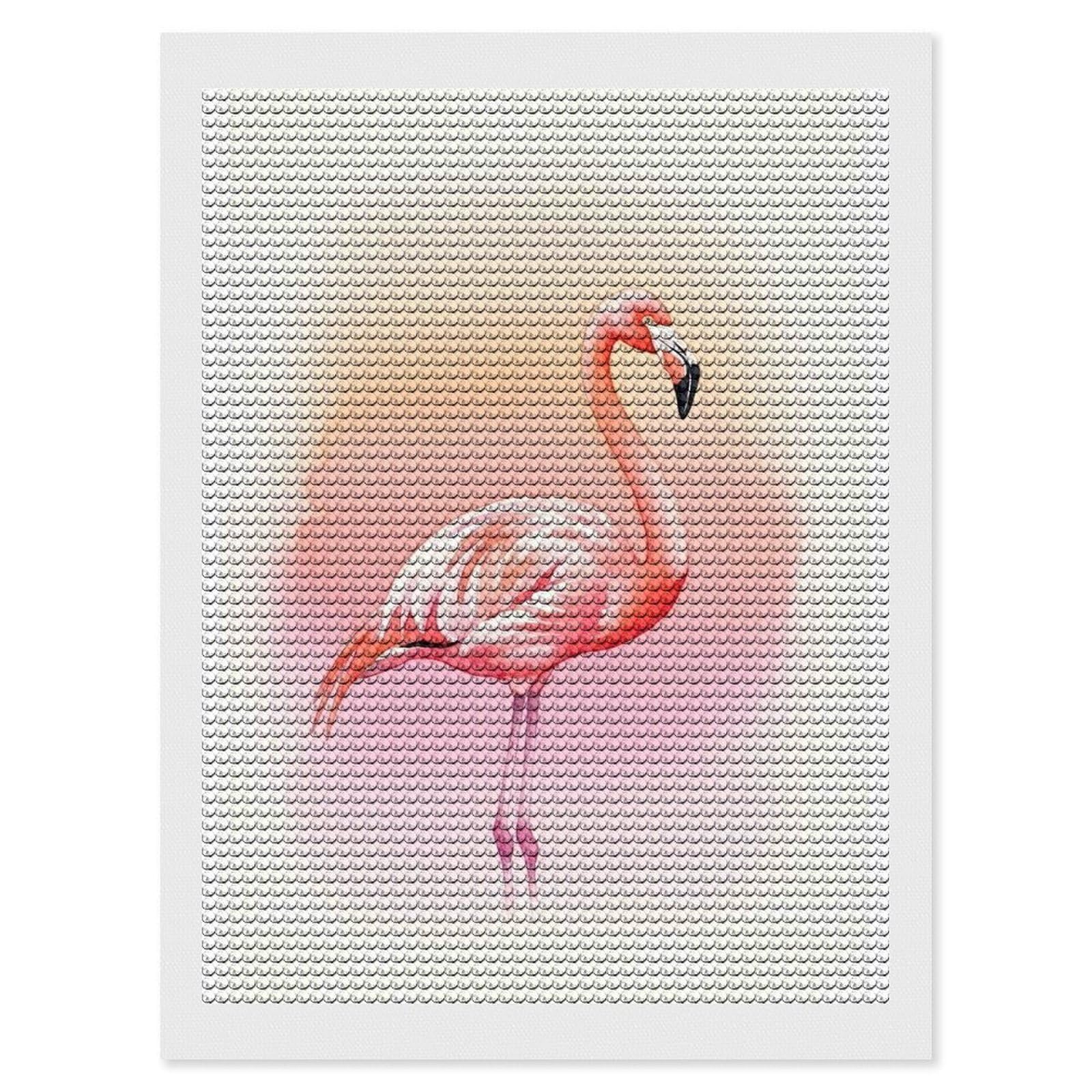Junmoney Watercolor Flamingo Painting Diamond Art Kit 12"x16", Vintage Style Decor, Stress Relief Craft, Decor Project, Relaxing DIY, Creative Hobby