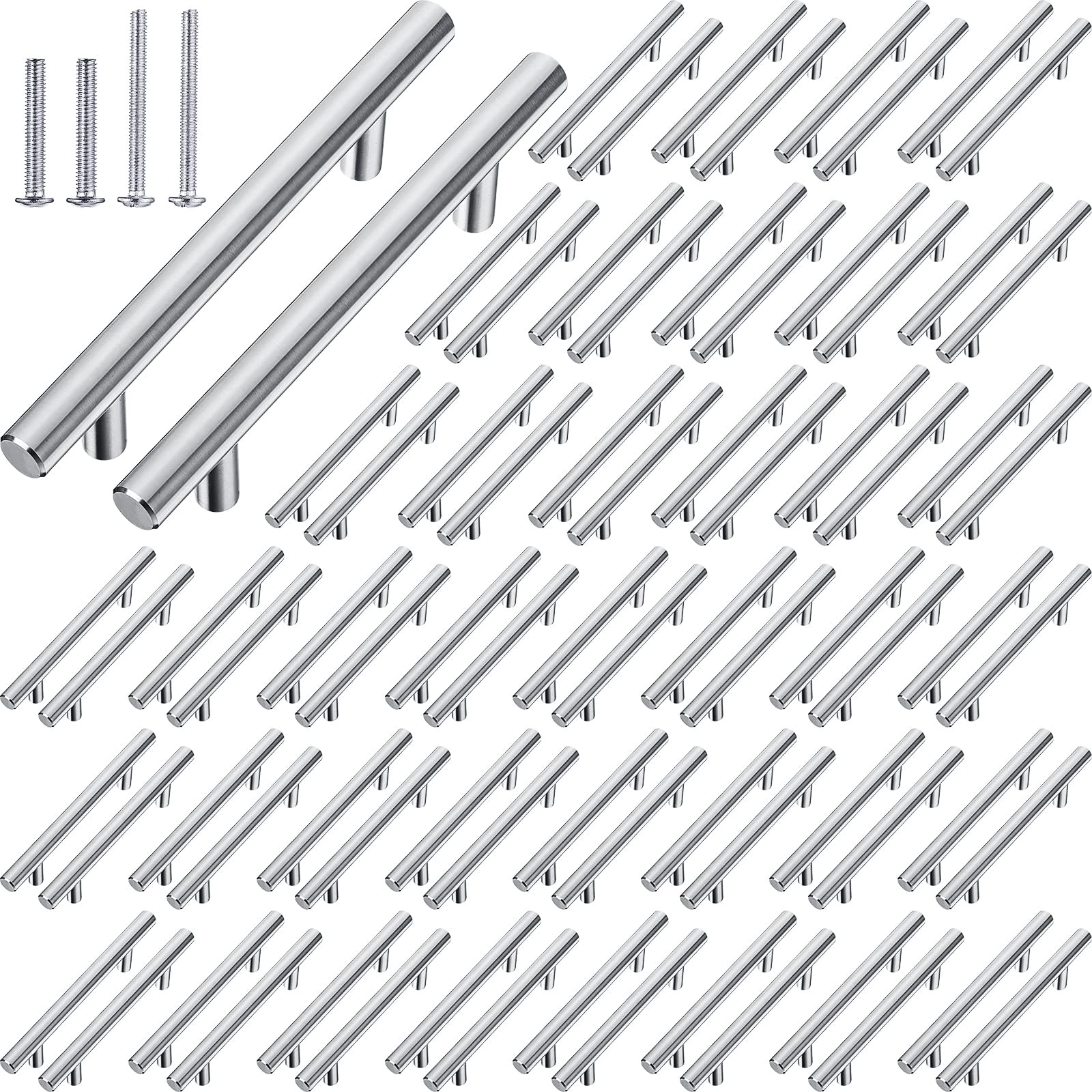 Nuogo 50 Pack Kitchen Handles Stainless Steel Drawer Pulls