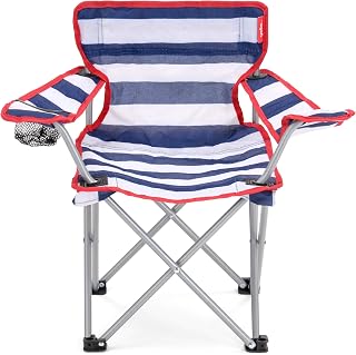 Yello Kid's Folding Beach Chair Camping, Blue/White Stripe, 35 x 58 x 53 cm