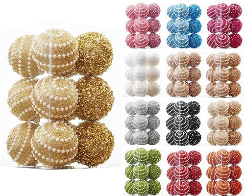 Miniatura 10 de Adornos de bolas de Navidad negras, decoraciones de bolas de Navidad, bolas de perlas colgantes de plástico inastillables para fiestas de vacaciones