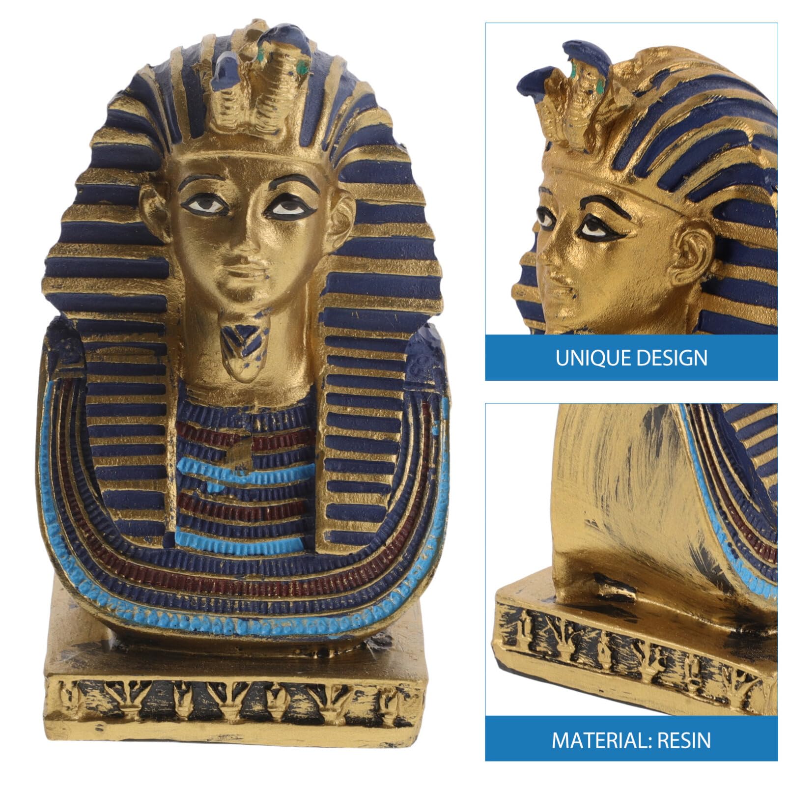 CLISPEED Statue de Pharaon Égyptien Statue de Buste Pharaon en Résine Ancien Roi Égyptien Figurine Sculpture Décorative Collection Décor Bureau à Domicile