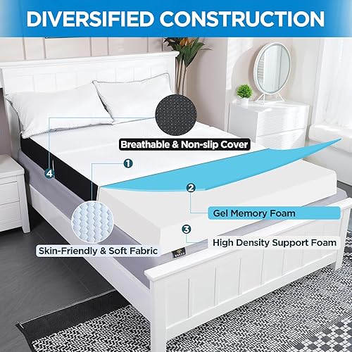 Miniatura 10 de Colchón plegable, cubrecolchón de espuma viscoelástica triple de 3 pulgadas con funda lavable, protector de colchón de enfriamiento para dormitorio