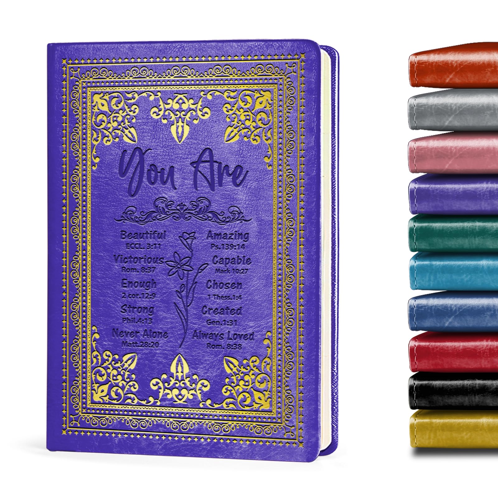 Purple A5 Lined Leather Journal Notebook,Inspirational Christian Gifts Hardcover Executive Notebooks for Men Women,200 Pages 100 Gsm Thick Ruled Paper
