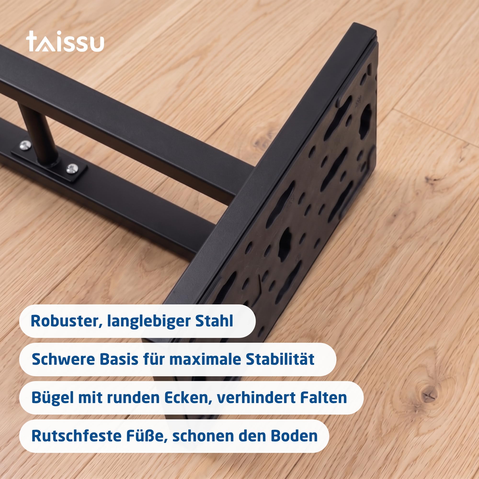 Herrendiener Mod. ADAK, Matt Schwarz | Obere Kleiderstange und Hosenstange, 52 x 18 x 100 cm, Stahl mit Betonbasis, Garderobe für das Schlafzimmer