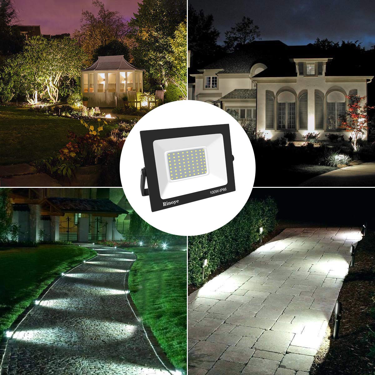 faretto led da esterno,Blivrig 50W Faretto LED da Esterno,Luce di sicurezza,faro led Impermeabile IP66,per garage, parcheggio,patio, strade (4pcs-Bianco freddo, 50W