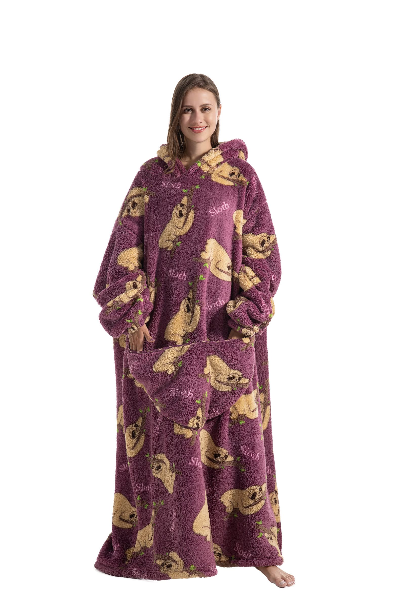 Pterygoid Extra Long Oversized Blanket Hoodie,Wearable Hooded Blanket Adult for Women&Men,Hoodie Blanket with Pocket,Fleece Throw Sweatshirt — image 1