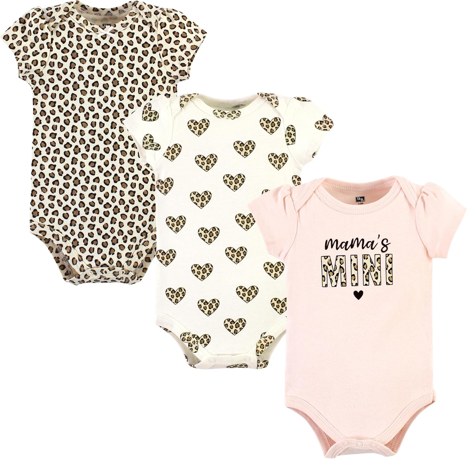 Hudson Baby Unisex Baby Cotton Bodysuits, Leopard Hearts, 9-12 Months